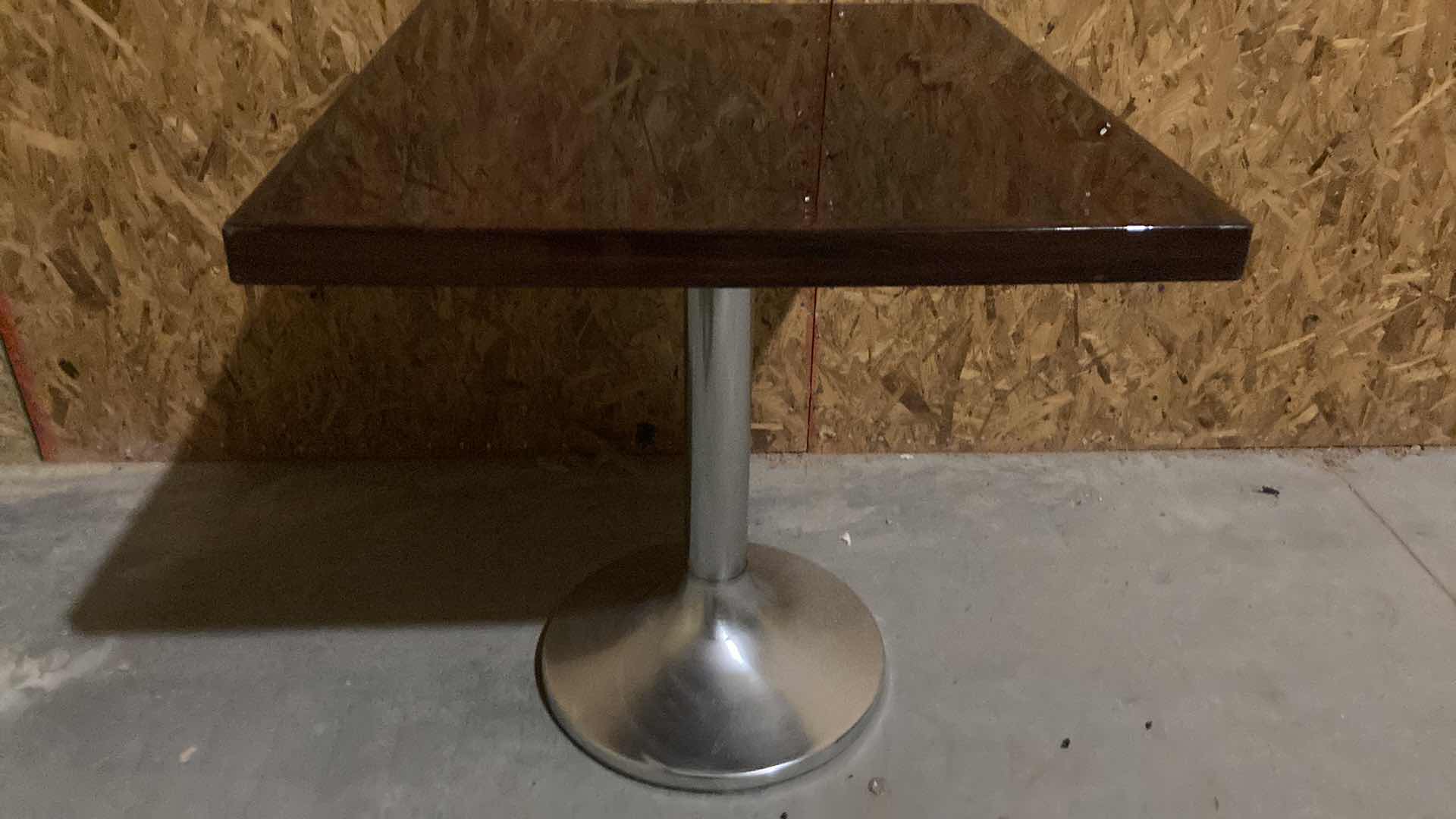 Photo 1 of DARK WOOD GRAIN VENEER DINING TABLE 30” X 27” H 29”