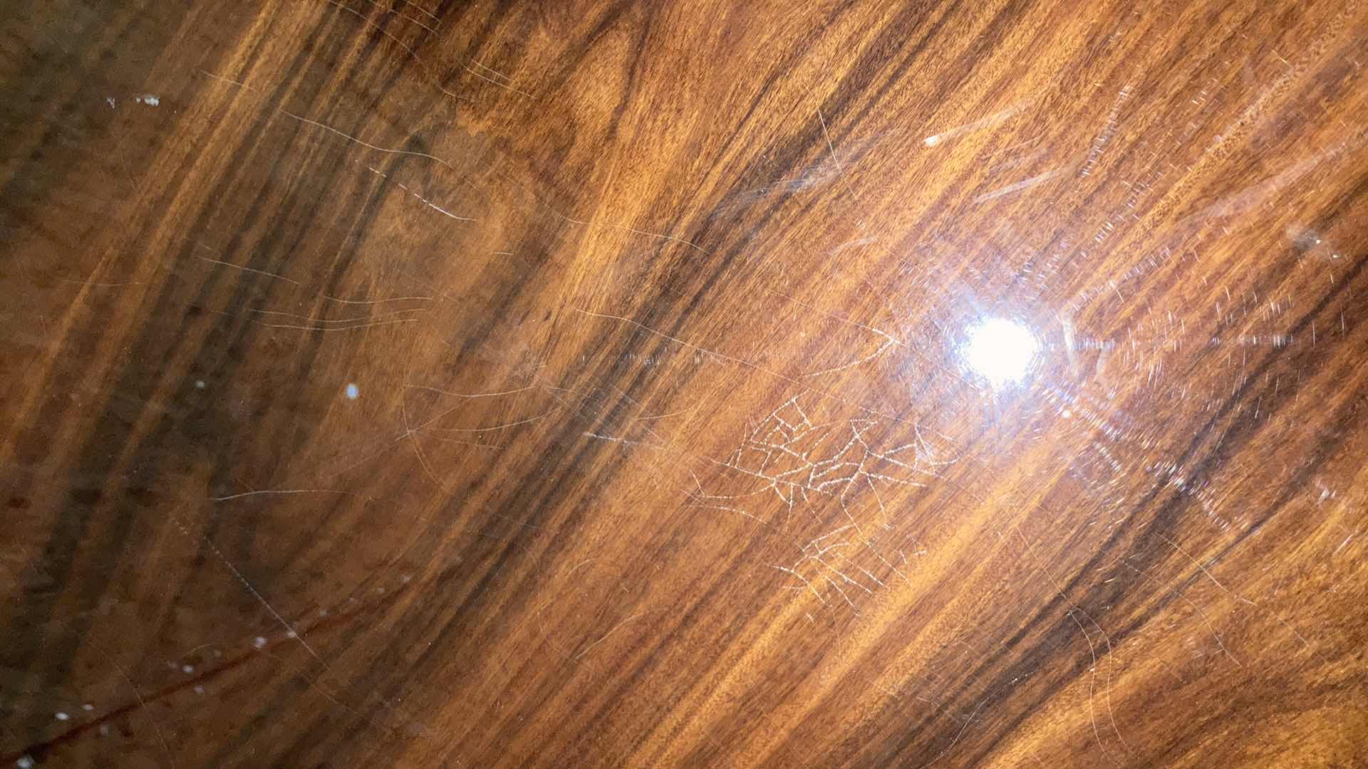 Photo 1 of DARK WOOD GRAIN VENEER DINING TABLE 30” X 27” H 29”