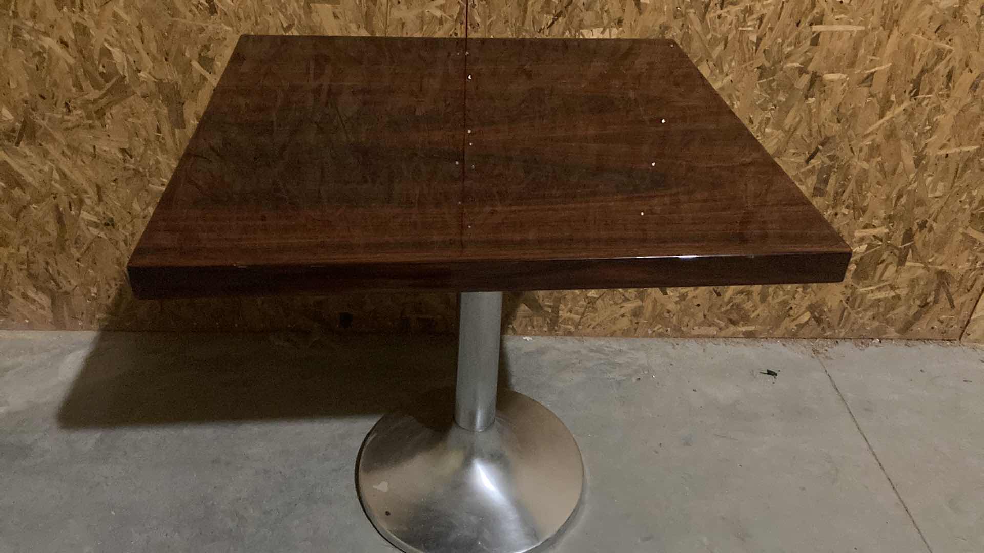 Photo 1 of DARK WOOD GRAIN VENEER DINING TABLE 30” X 27” H 29”