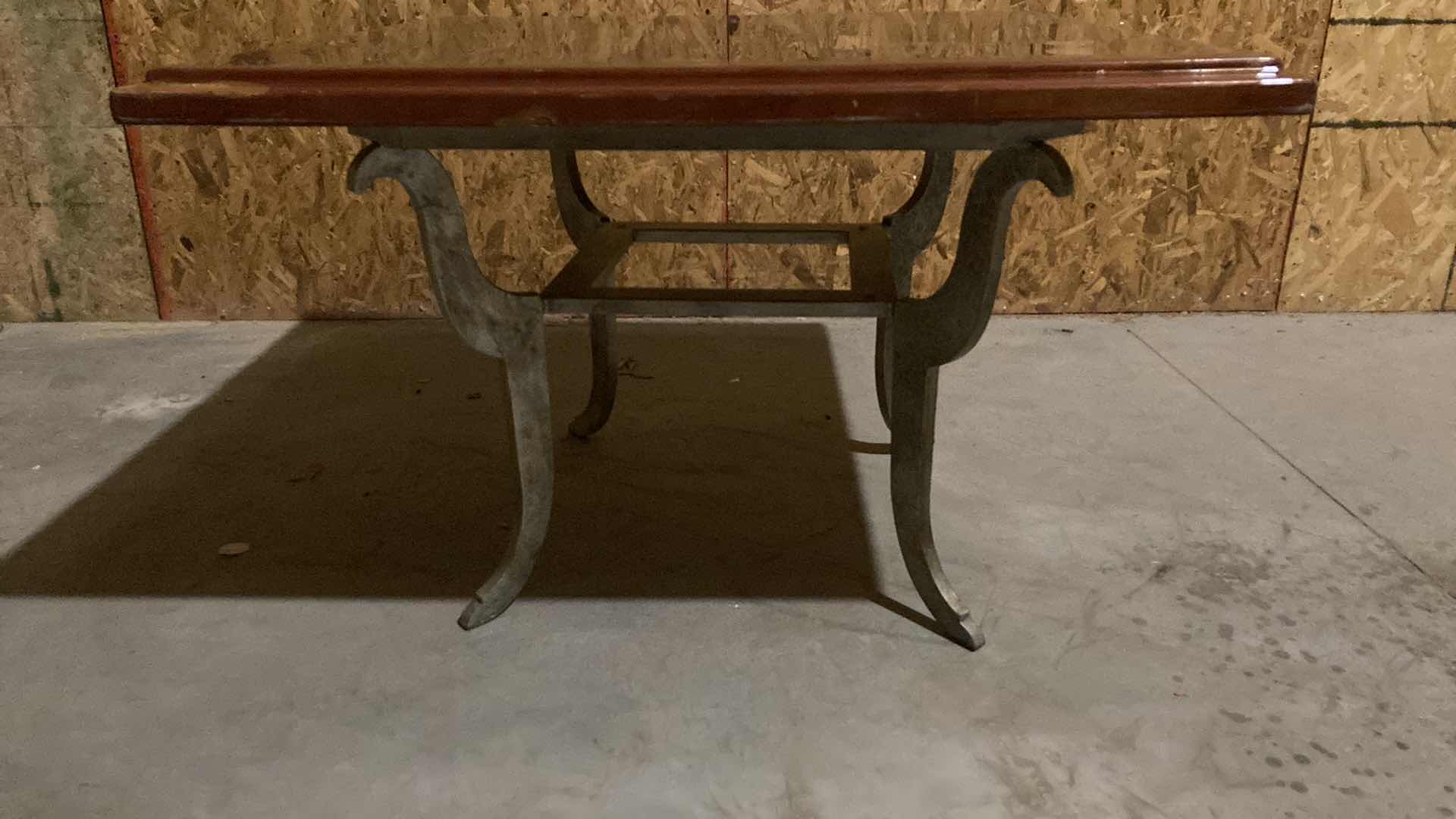 Photo 1 of DESIGN WORKS RESIN COATED TABLE TOP W SOLID STEEL BASE 38” X 38” H 26” (NO HARDWARE)