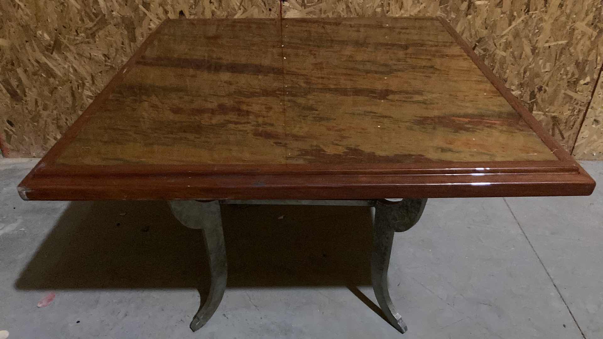 Photo 1 of DESIGN WORKS RESIN COATED TABLE TOP W SOLID STEEL BASE 38” X 38” H 26” (NO HARDWARE)