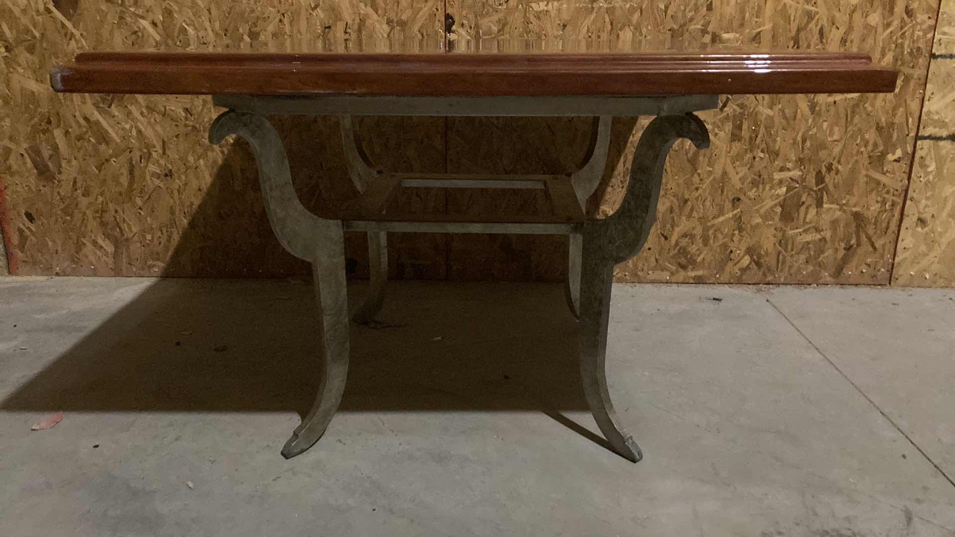 Photo 2 of DESIGN WORKS RESIN COATED TABLE TOP W SOLID STEEL BASE 38” X 38” H 26” (NO HARDWARE)