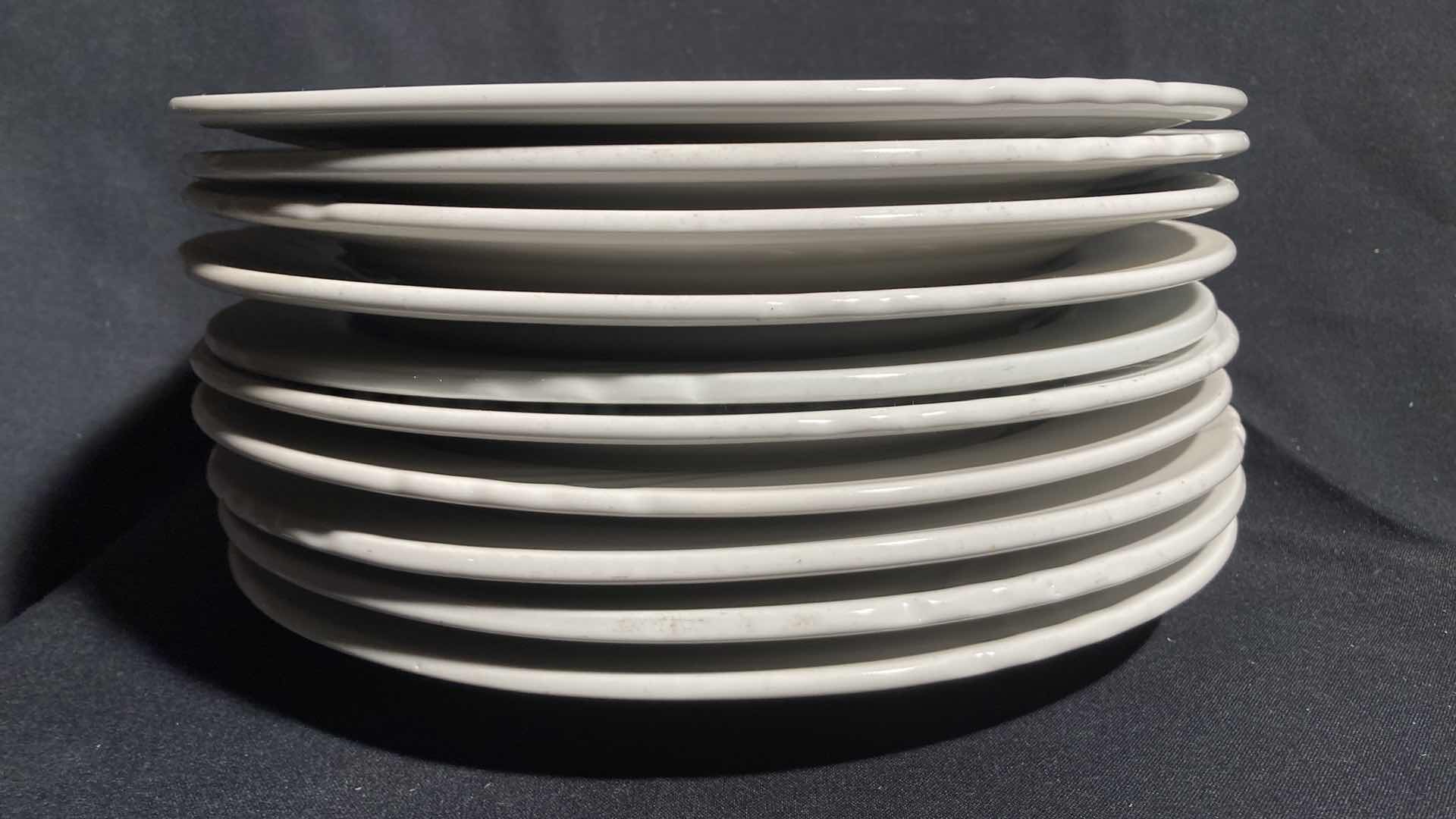 Photo 1 of BRIANA REGO FINE PORCELAIN 12” WHITE PLATE SET (10)