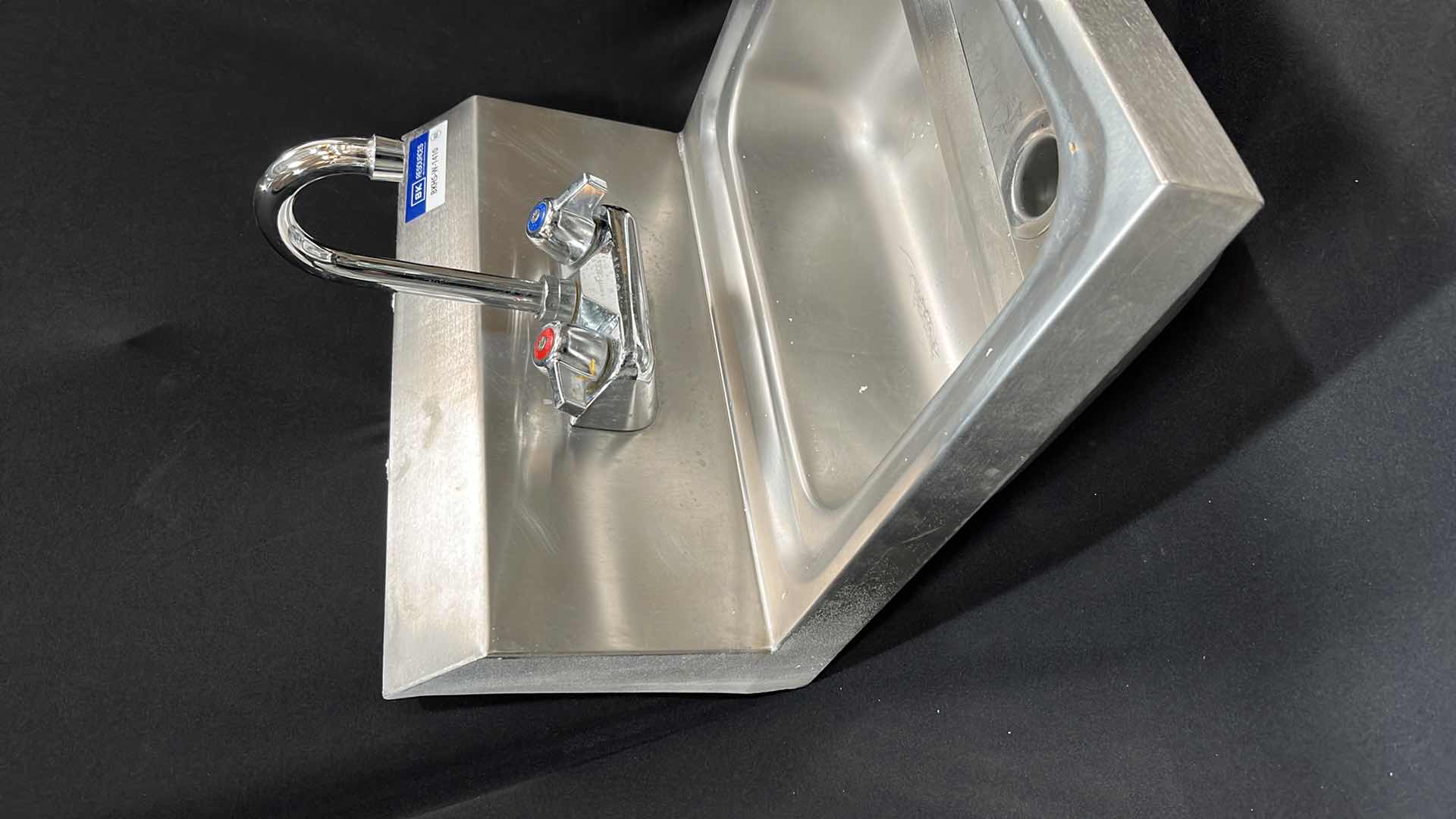 Photo 1 of BK RESOURCES STAINLESS STEEL HAND SINK 17.25” X 15.5” X 14”H (MODEL #BKHS-W-1410)