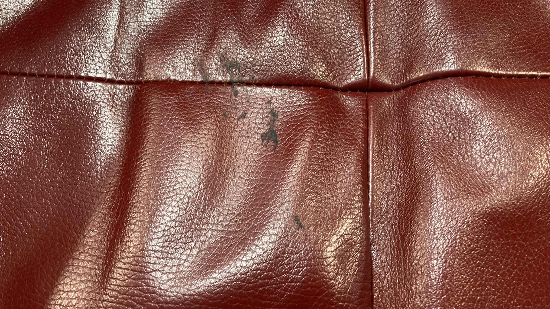 Photo 1 of F.D. STUDIOS ARTIFICIAL LEATHER RED SOFA 86” X 38” H 34” (DISPLAY MODEL)