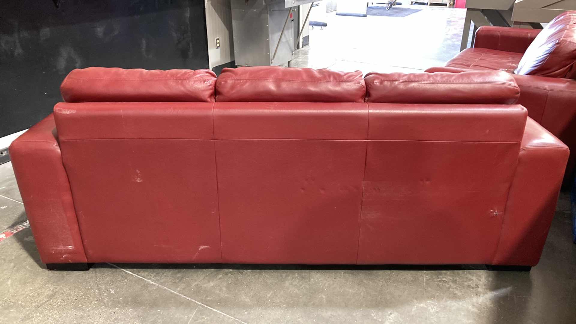 Photo 5 of F.D. STUDIOS ARTIFICIAL LEATHER RED SOFA 86” X 38” H 34” (DISPLAY MODEL)
