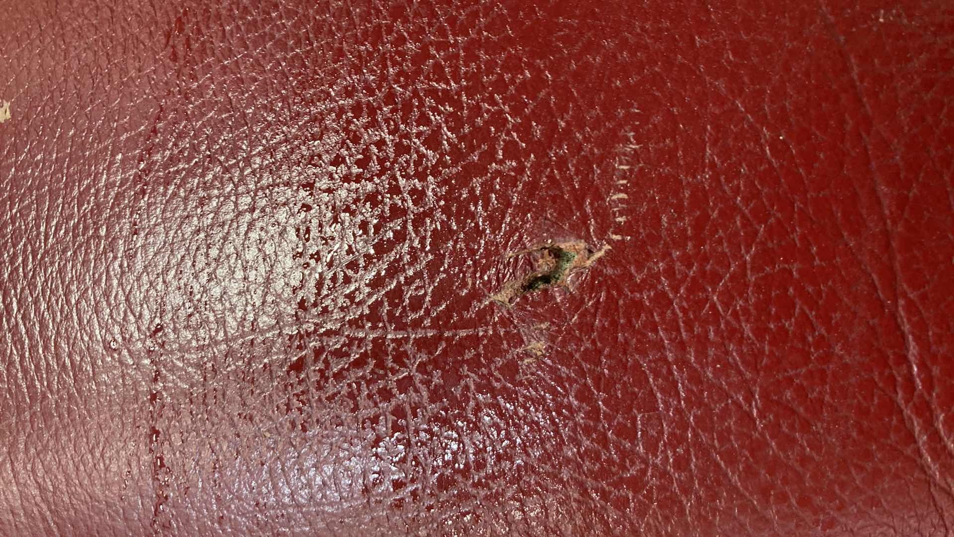 Photo 9 of F.D. STUDIOS ARTIFICIAL LEATHER RED SOFA 86” X 38” H 34” (DISPLAY MODEL)