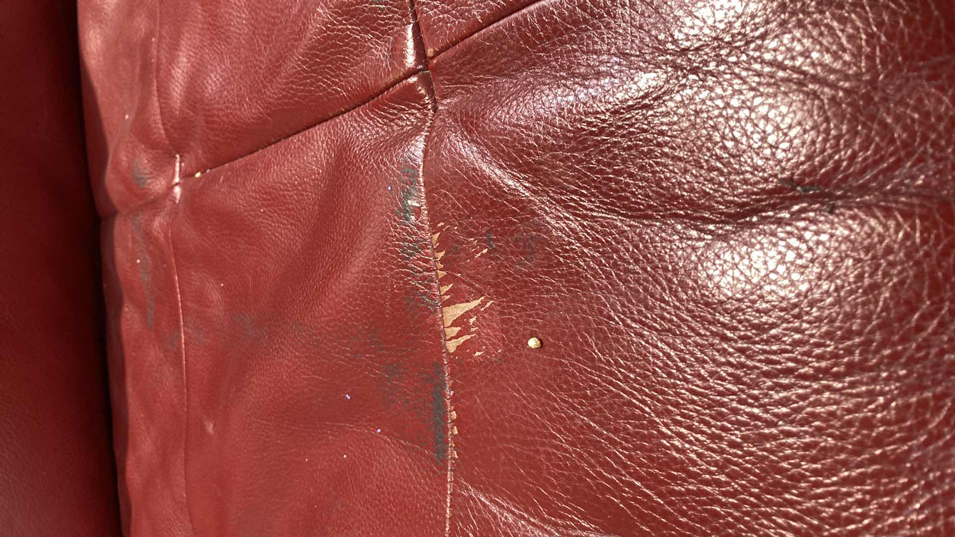 Photo 9 of F.D. STUDIOS ARTIFICIAL LEATHER RED SOFA 86” X 38” H 34” (DISPLAY MODEL)