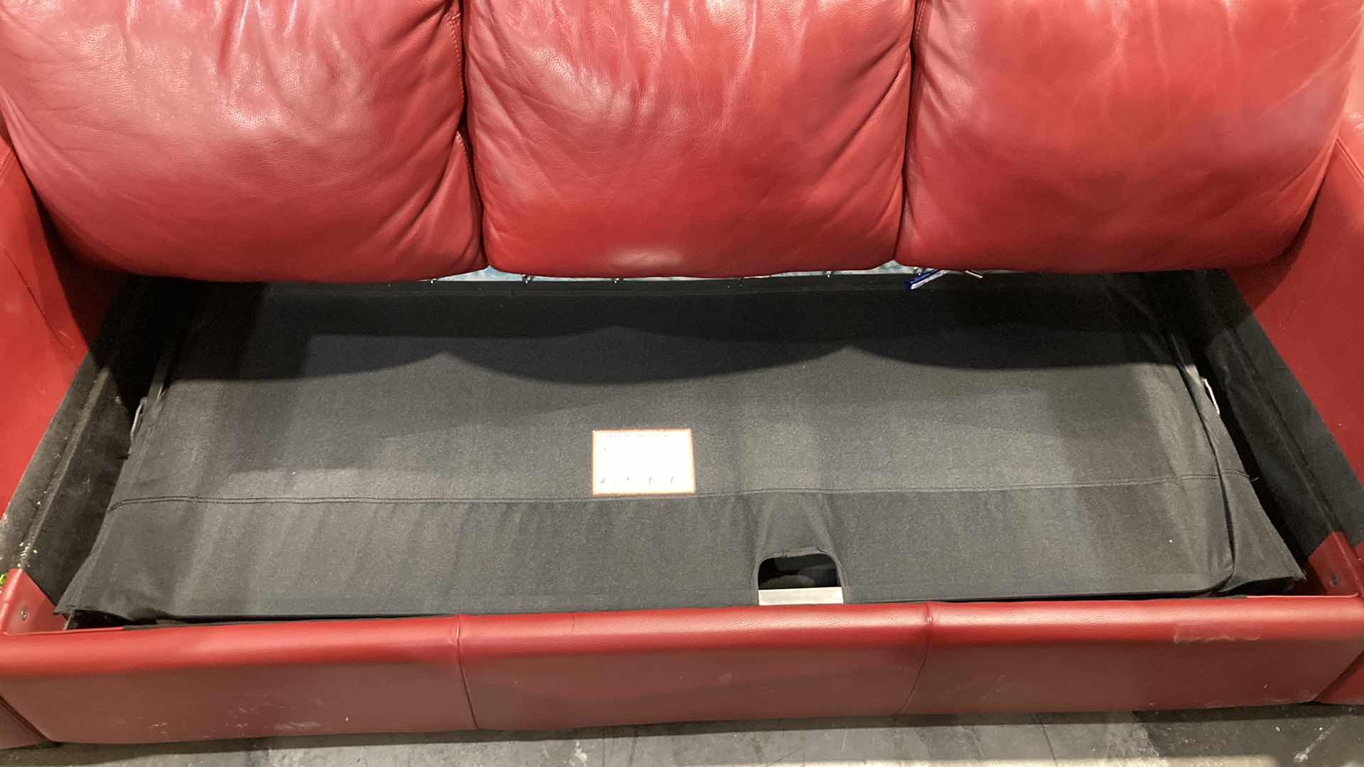 Photo 6 of F.D. STUDIOS ARTIFICIAL LEATHER RED SOFA 86” X 38” H 34” (DISPLAY MODEL)