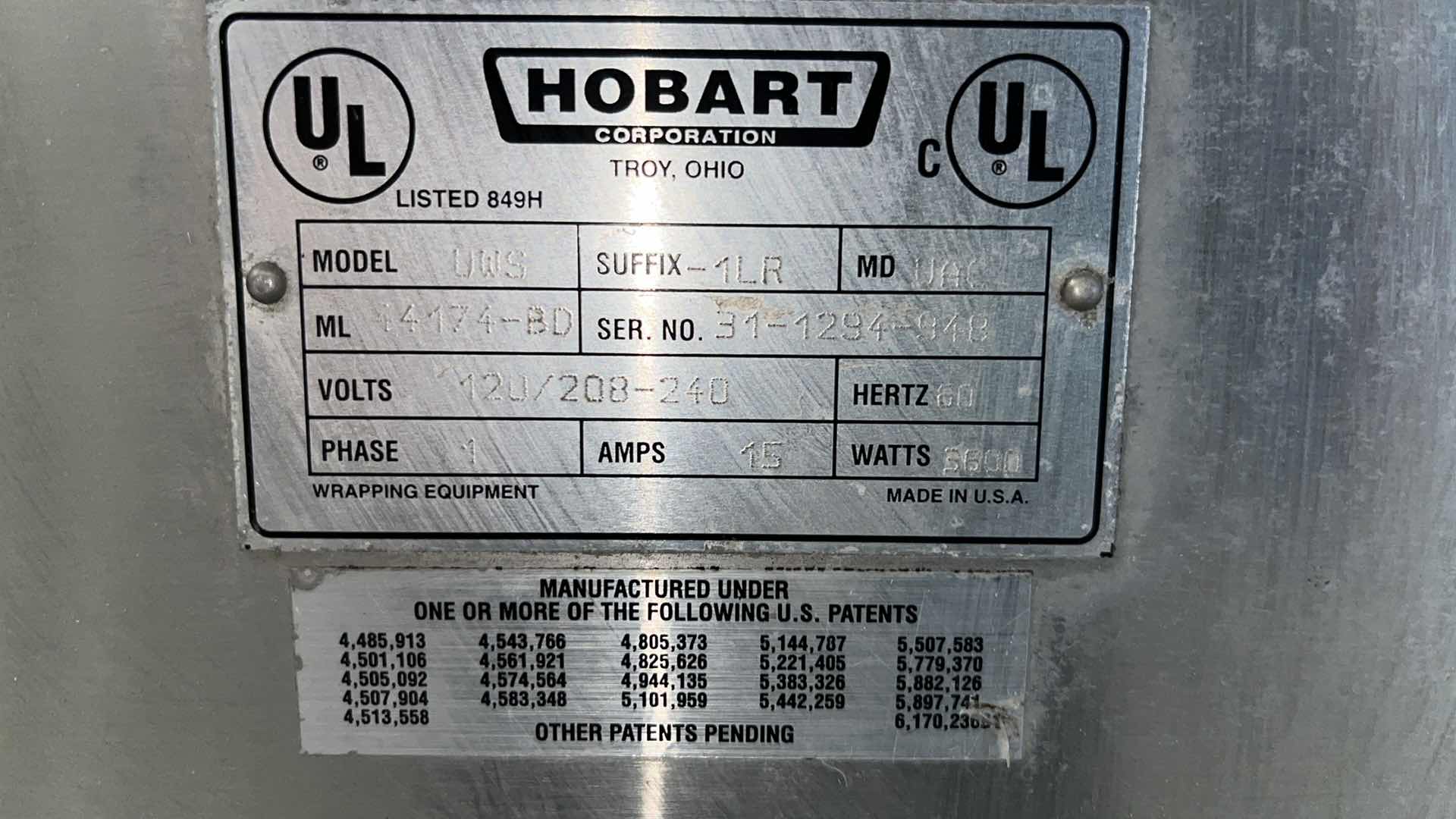 Photo 12 of HOBART COMMERCIAL DIGITAL DELI WRAPPING MACHINE W LABEL PRINTER MODEL UWS (HARDWIRED),  HEAT SEAL ENERGY SMART WRAPPER STATION W QUANTUM LABEL PRINTER (2),
HOBART ROLLER/DISCHARGE TABLE (MODEL HRT5-3)