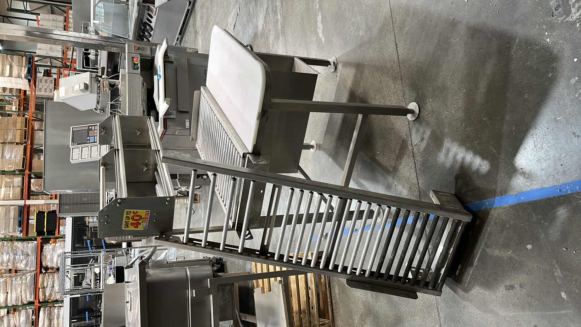 Photo 44 of HOBART COMMERCIAL DIGITAL DELI WRAPPING MACHINE W LABEL PRINTER MODEL UWS (HARDWIRED),  HEAT SEAL ENERGY SMART WRAPPER STATION W QUANTUM LABEL PRINTER (2),
HOBART ROLLER/DISCHARGE TABLE (MODEL HRT5-3)