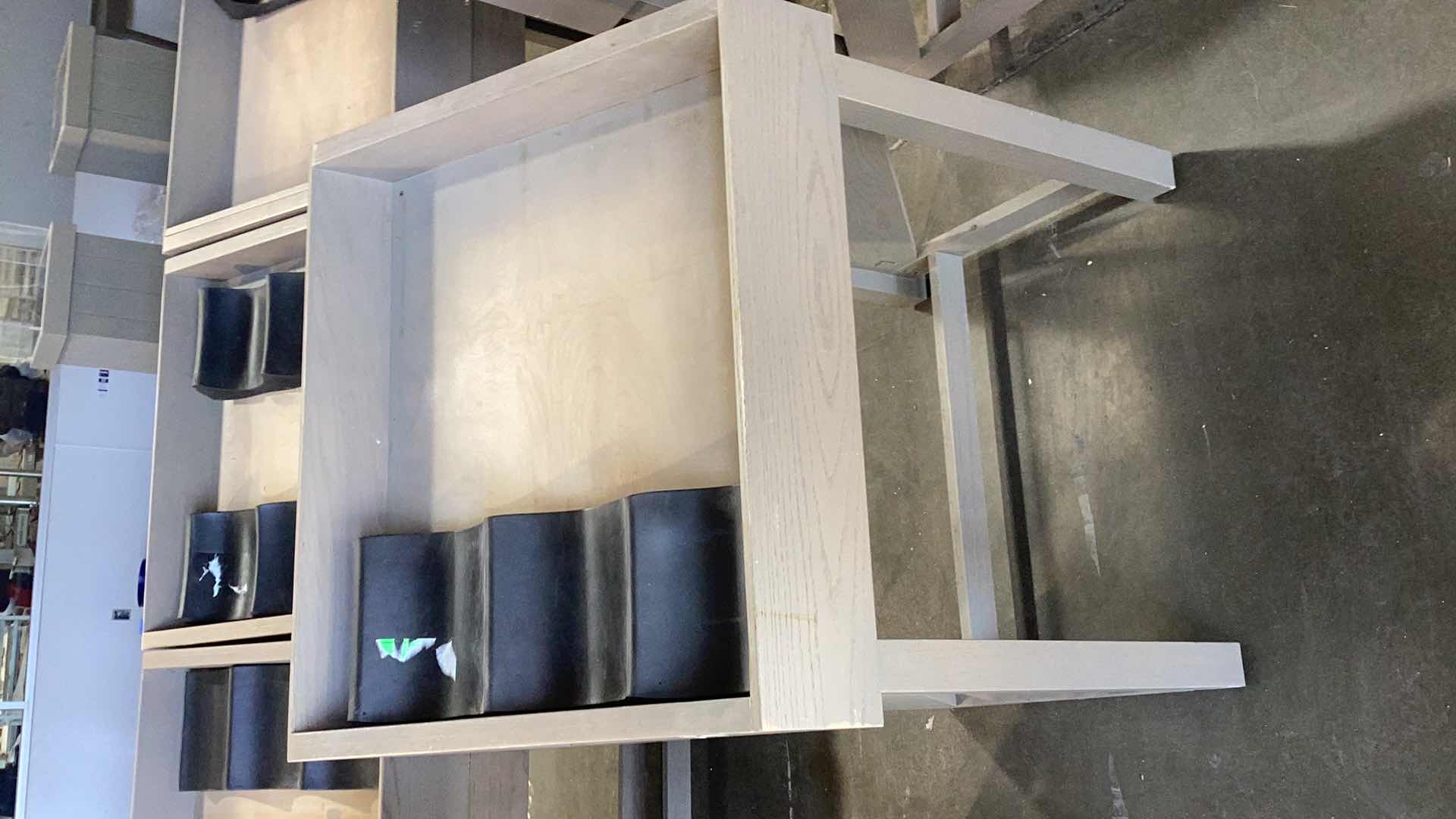 Photo 1 of WOODEN ANGLED FRUIT DISPLAY STAND WITH ONE STACKER 36” X 28” H 37”