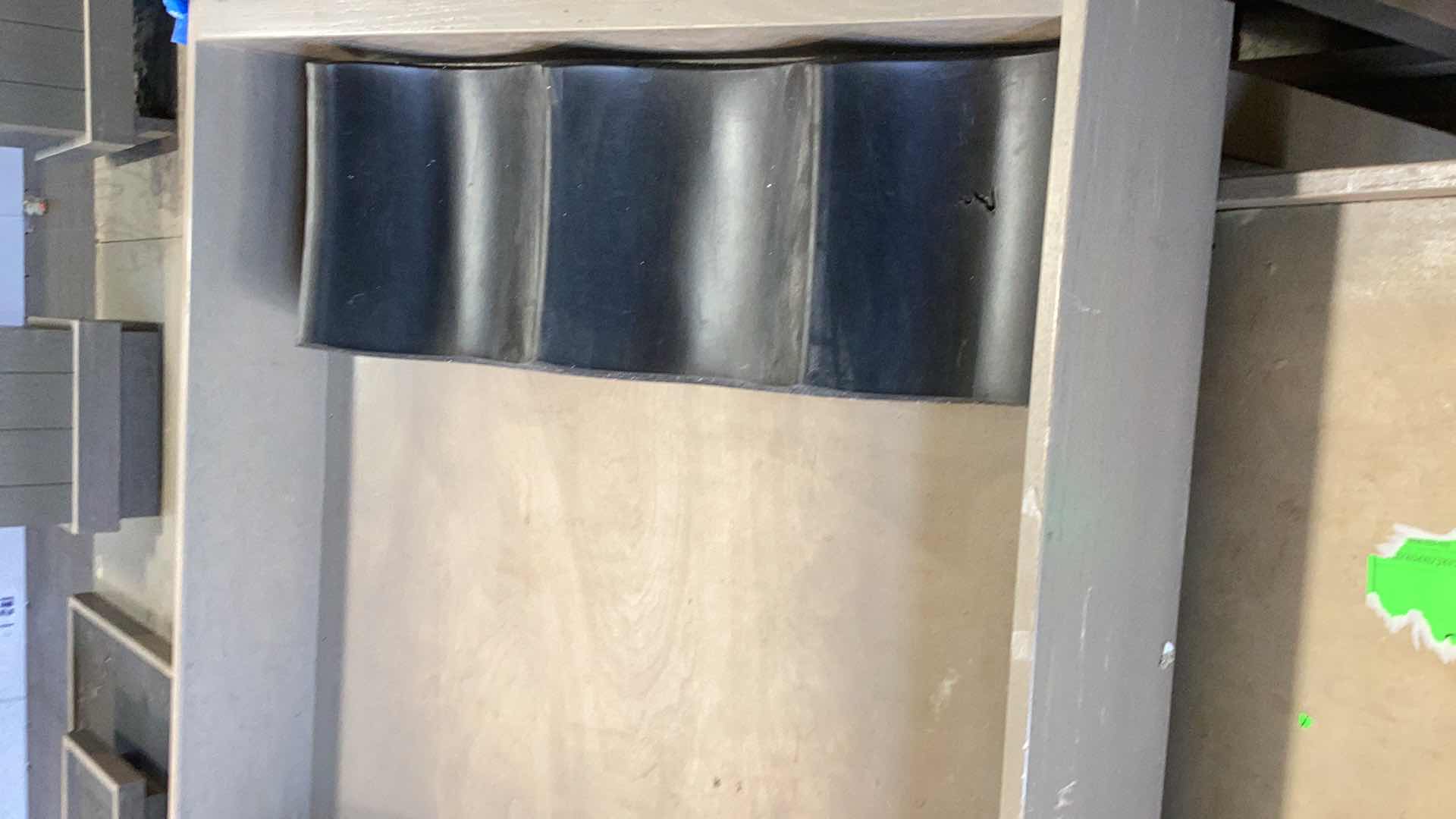 Photo 1 of TWO PIECE WOODEN ANGLED FRUIT DISPLAY STAND WITH ONE STACKER 36” X 28” H 37”