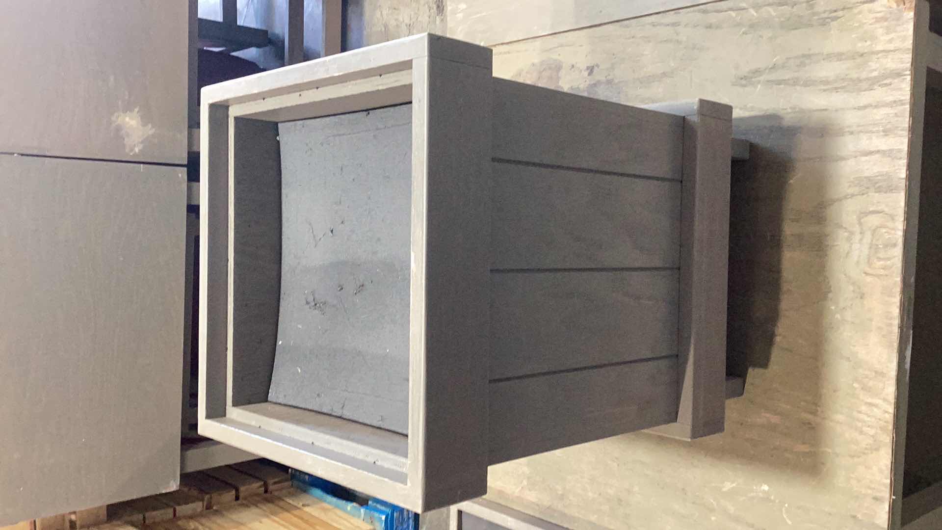 Photo 1 of TWO PIECE WOODEN FRUIT DISPLAY STANDS 30” X 30” H 30”