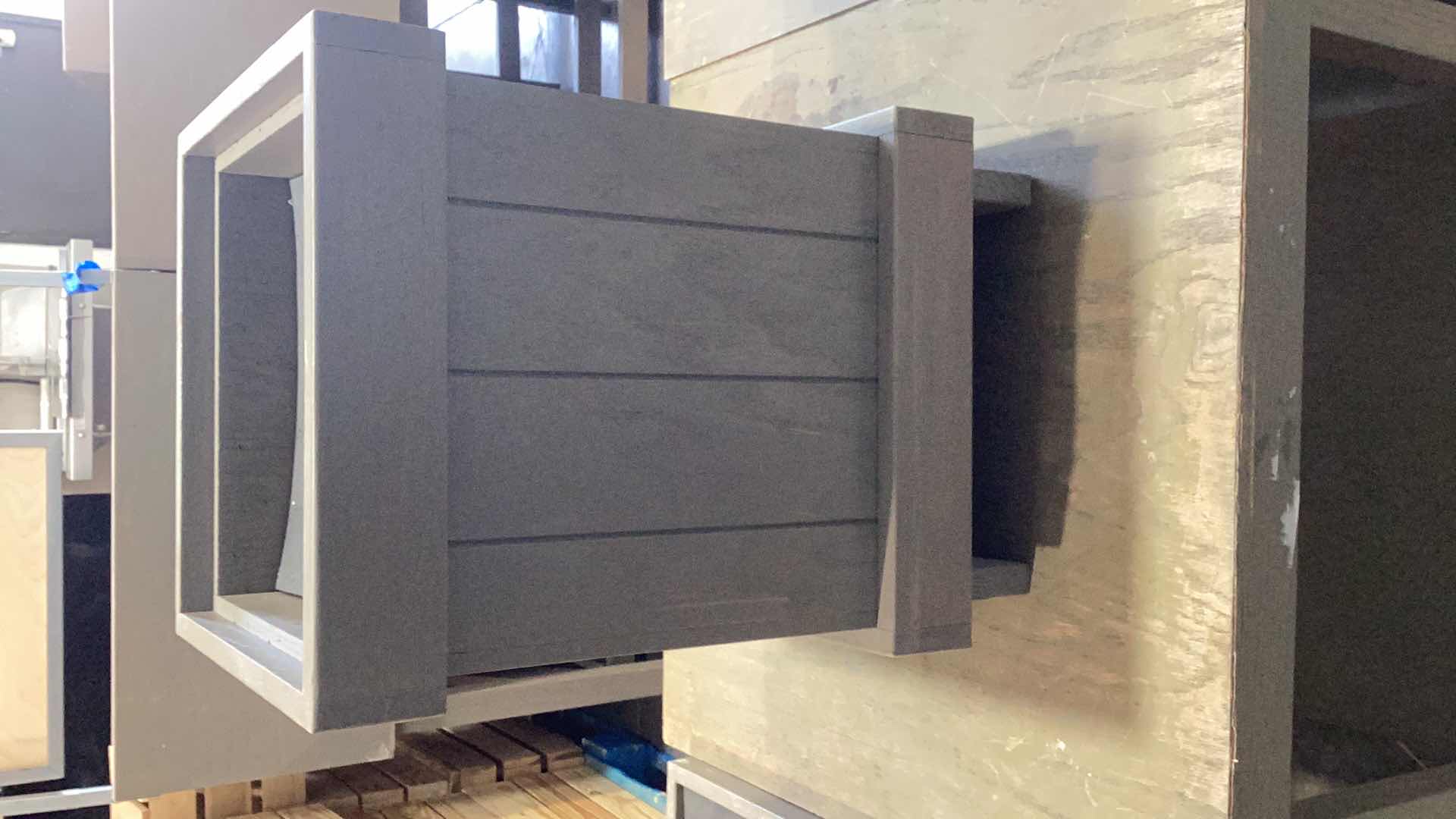 Photo 1 of TWO PIECE WOODEN FRUIT DISPLAY STANDS 30” X 30” H 30”