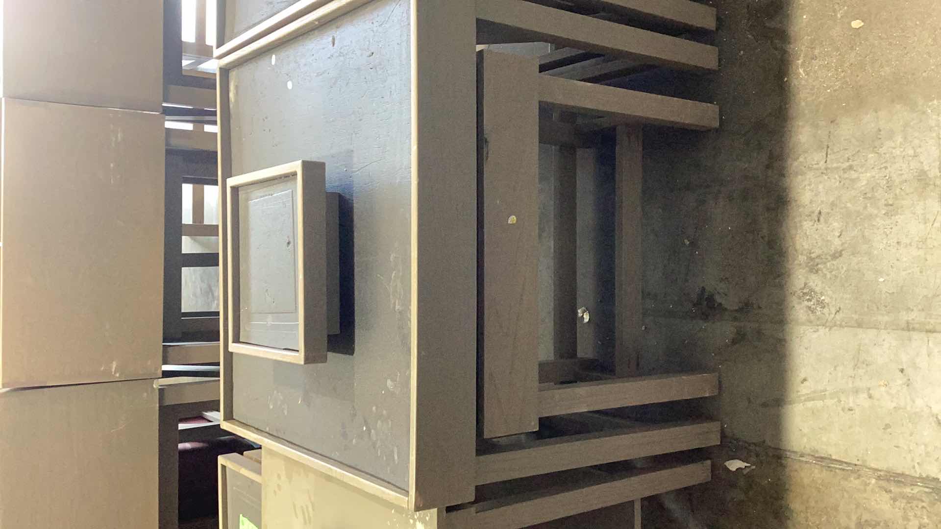 Photo 1 of THREE PIECE WOODEN FRUIT DISPLAY STANDS 36” X 36” H 32”