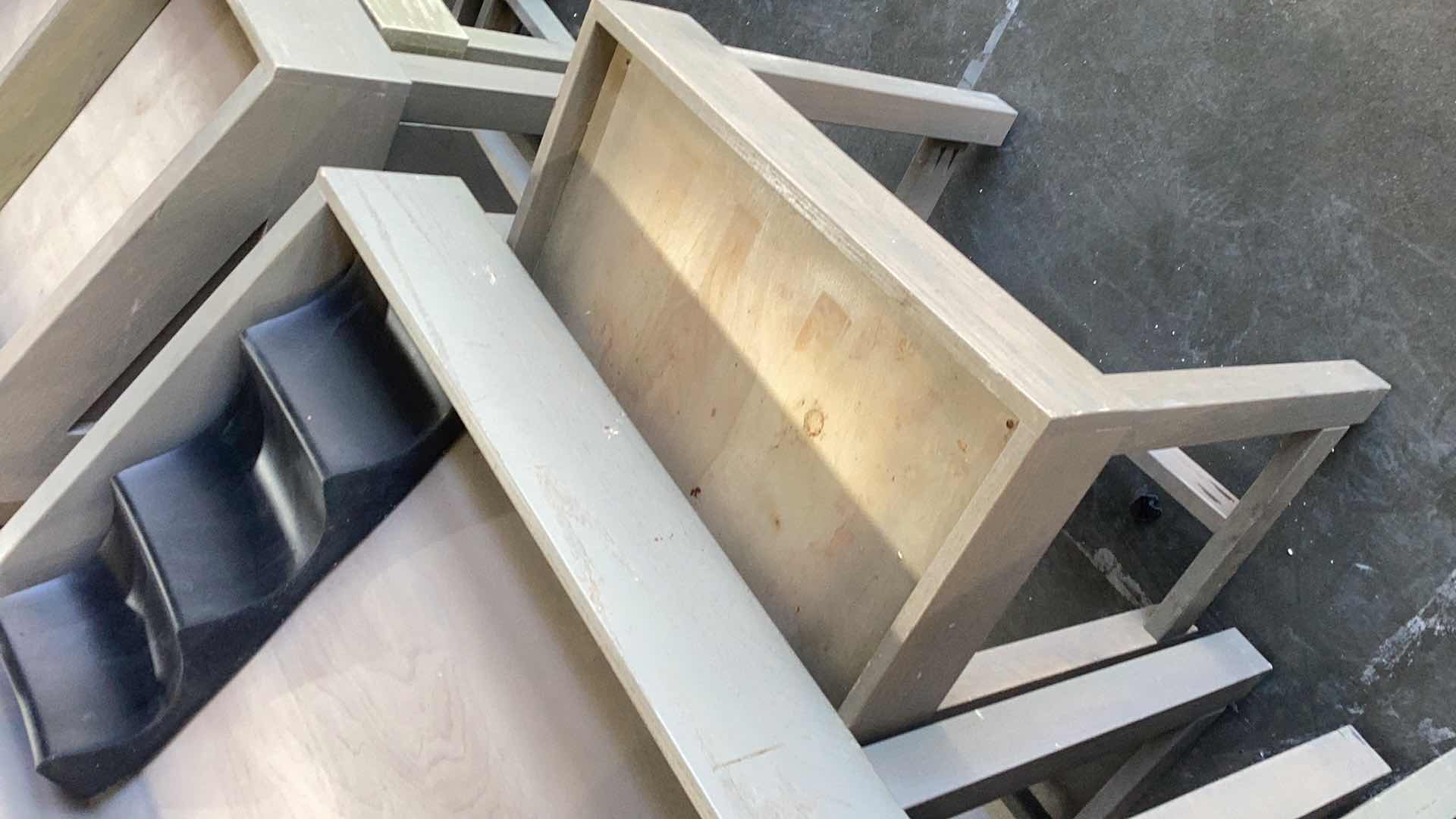 Photo 2 of TWO PIECE WOODEN ANGLED NUT BUTTERS DISPLAY STAND WITH ONE STACKER AND SIGN 36” X 28” H 37”