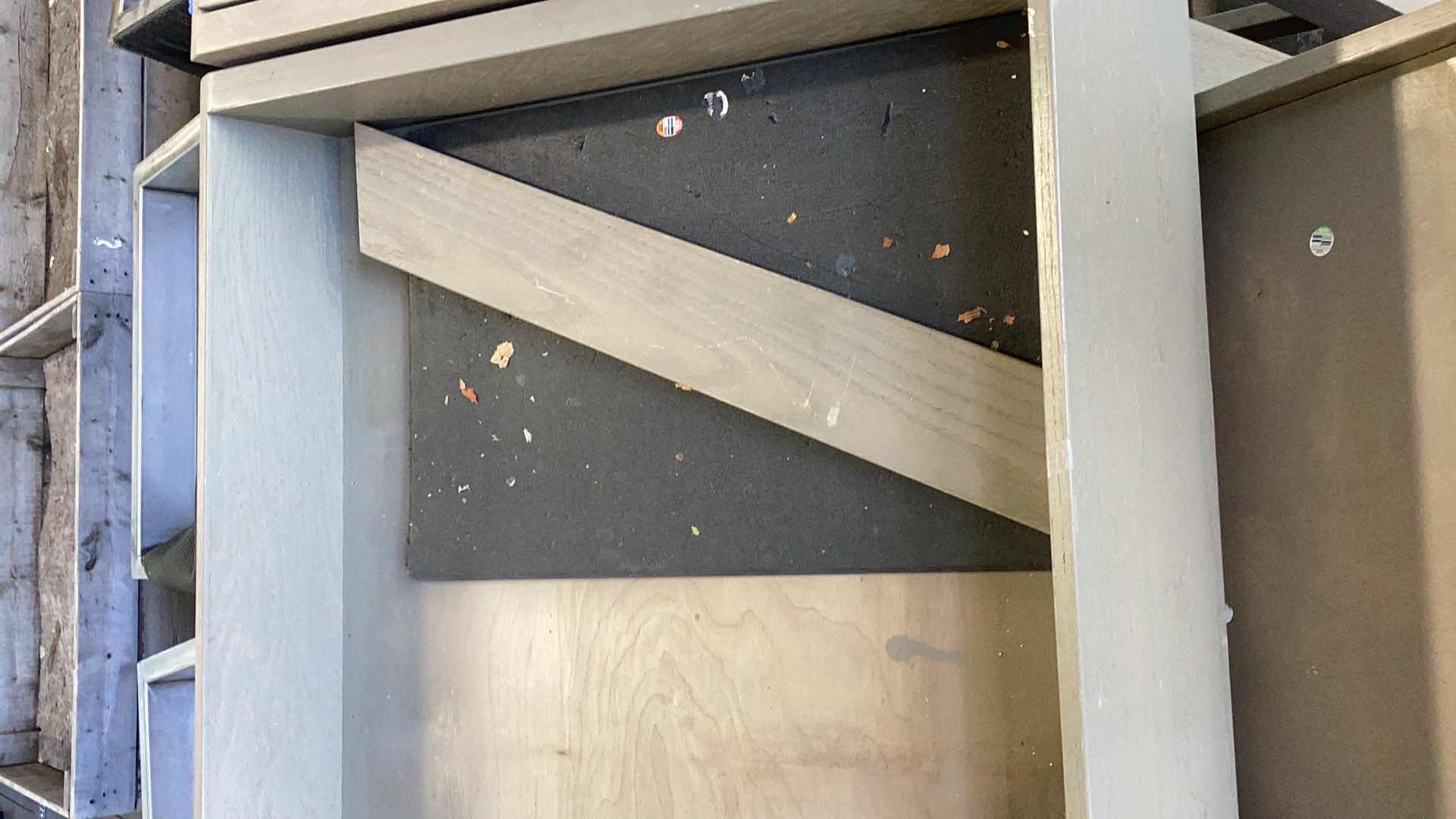 Photo 1 of TWO PIECE WOODEN ANGLED FRUIT DISPLAY STAND WITH PAD AND SEPARATOR 36” X 28” H 37”