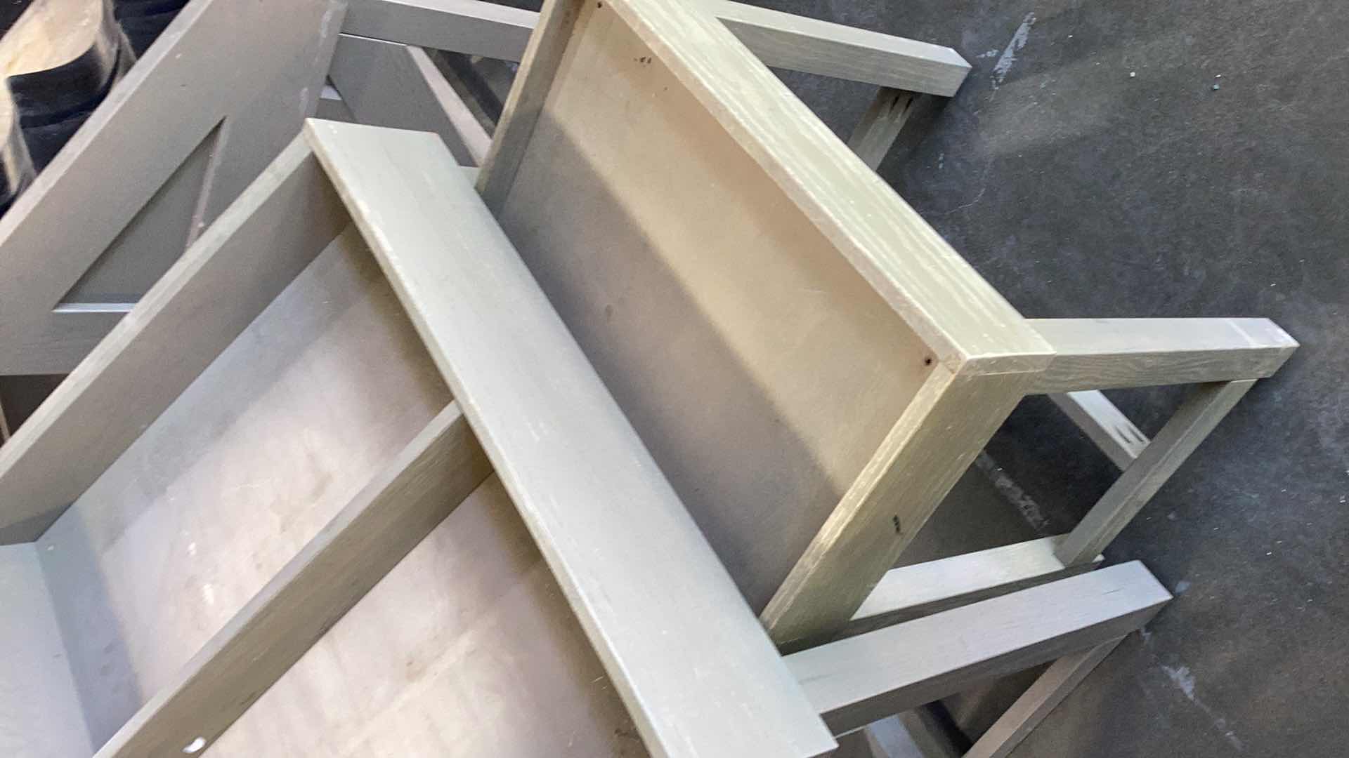 Photo 1 of TWO PIECE WOODEN ANGLED FRUIT DISPLAY STAND WITH SEPARATOR 36” X 28” H 37”