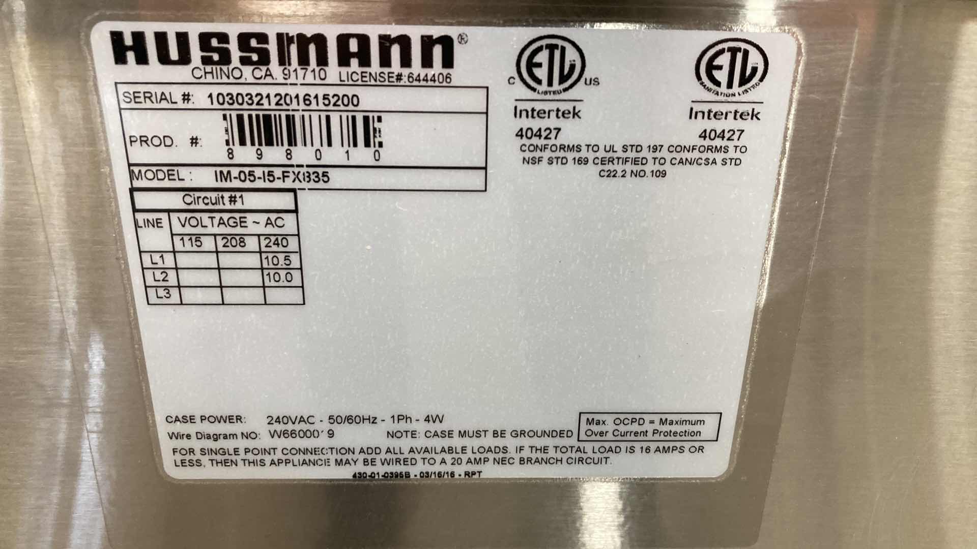 Photo 6 of HUSSMANN SELF SERVICE HOT HOLD SOUP STATION MODEL IM-05-15-FX135 (HARDWIRED)