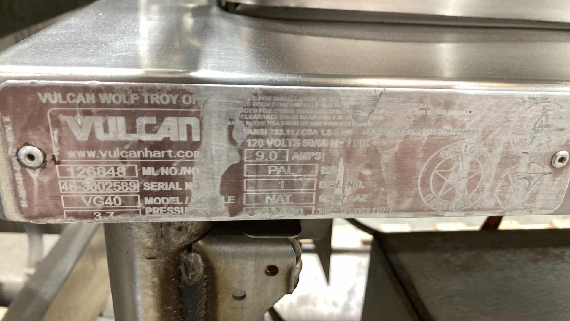 Photo 1 of VULCAN 40GAL TILT SKILL MODEL VG40 (NO CRANK HANDLE)