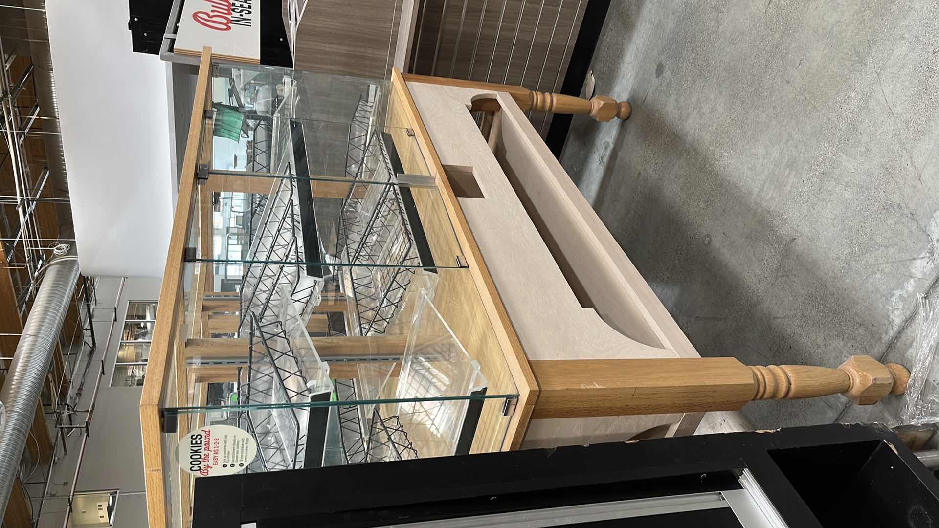 Photo 1 of DRY BAKERY MERCHANDIZER DISPLAY CASE W GLASS DOORS 42.75” X 61” H 60.25"