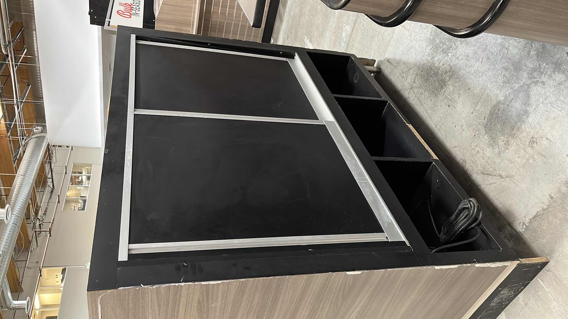 Photo 1 of MERCHANDIZER DISPLAY CASE W GLASS DOORS & LED POWER SUPPLY 44” X 58.5” H 56.25”