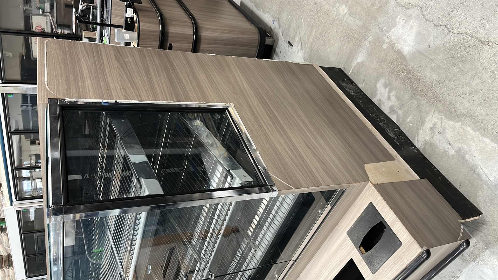 Photo 1 of MERCHANDIZER DISPLAY CASE W GLASS DOORS & LED POWER SUPPLY 44” X 58.5” H 56.25”