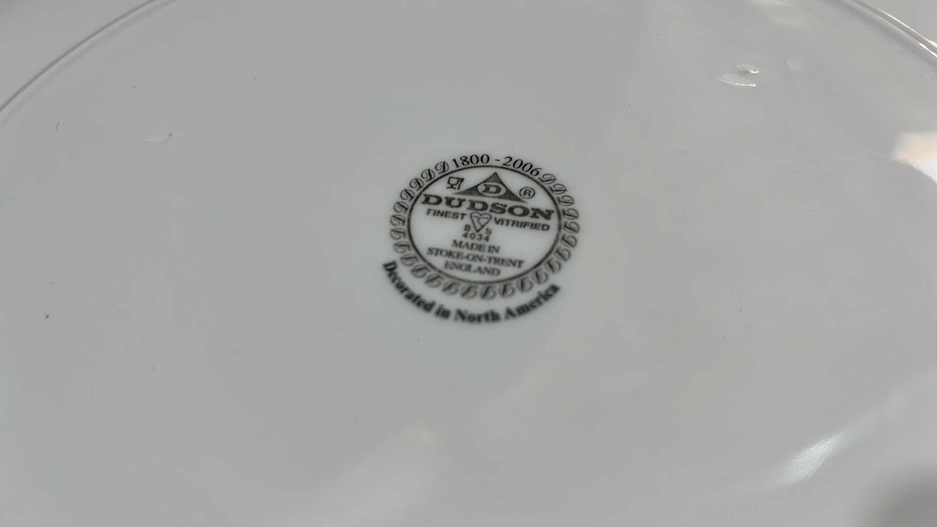 Photo 1 of DUDSON FINEST VITRIFIED CHINA SET OF 8, 12.5”