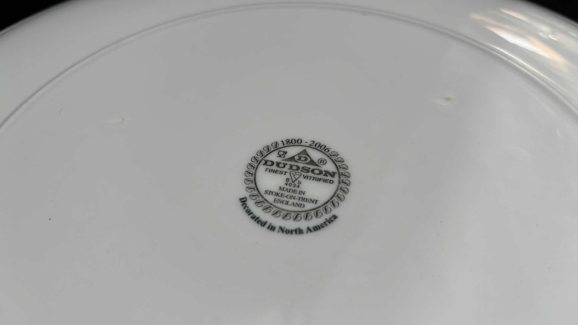 Photo 1 of DUDSON FINEST VITRIFIED CHINA SET OF 8, 12.5”