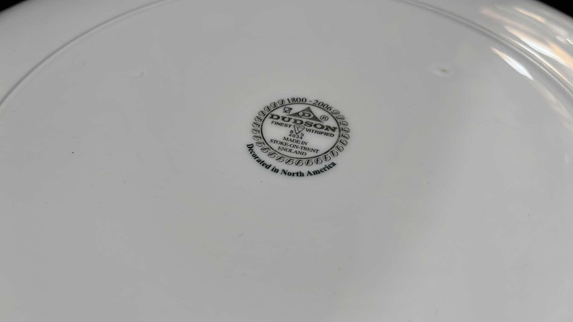 Photo 3 of DUDSON FINEST VITRIFIED CHINA SET OF 8, 12.5”