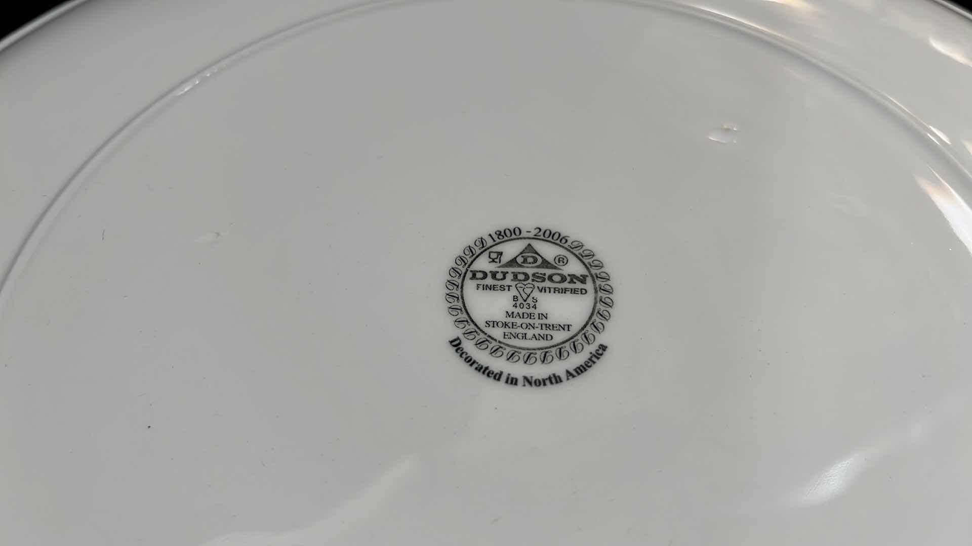 Photo 1 of DUDSON FINEST VITRIFIED CHINA SET OF 8, 12.5”