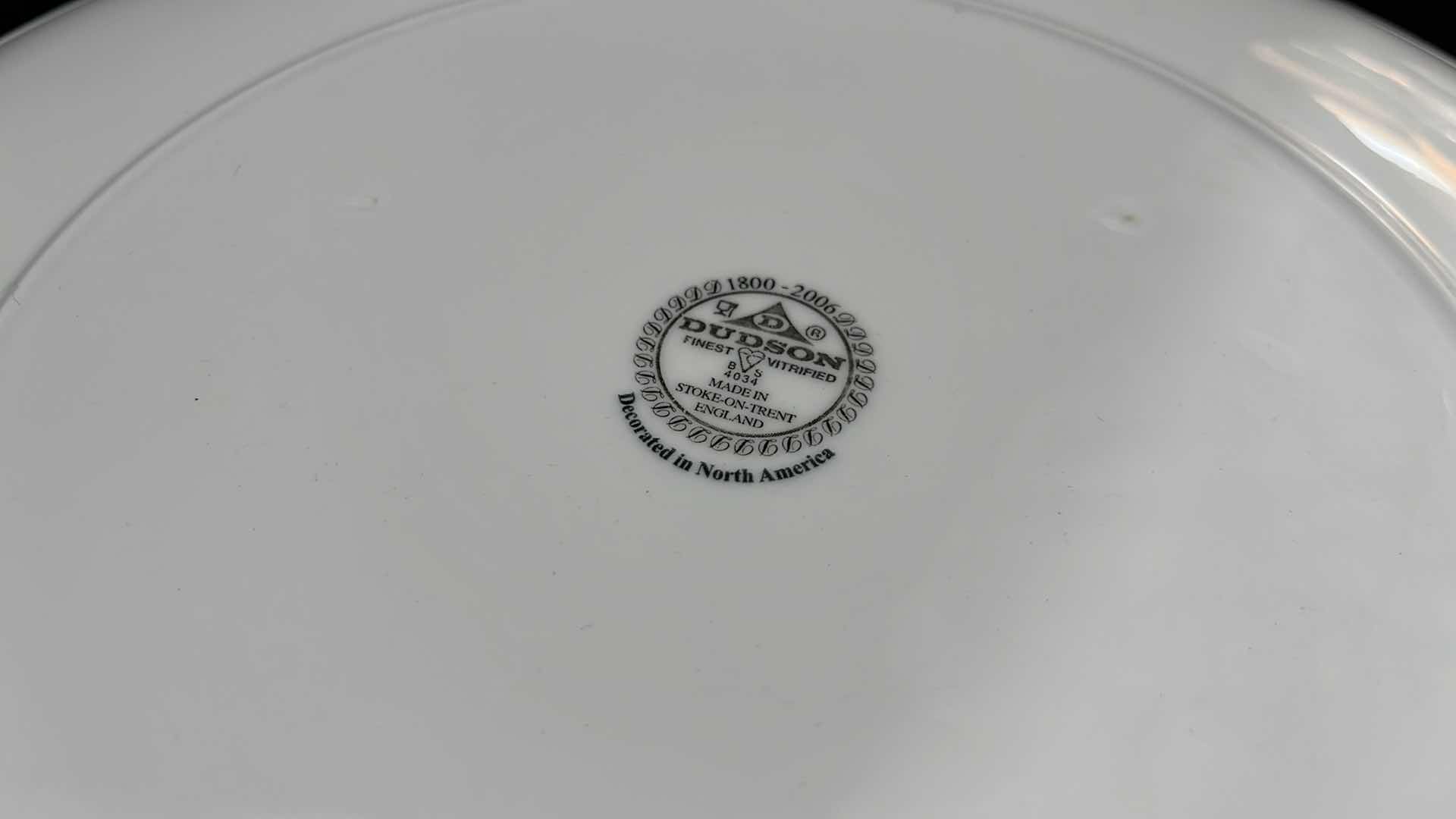 Photo 1 of DUDSON FINEST VITRIFIED CHINA SET OF 8, 12.5”