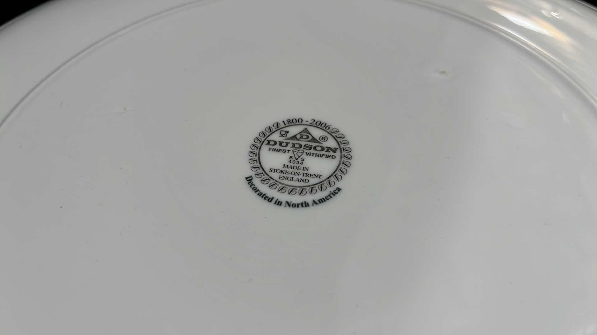 Photo 1 of DUDSON FINEST VITRIFIED CHINA SET OF 8, 12.5”