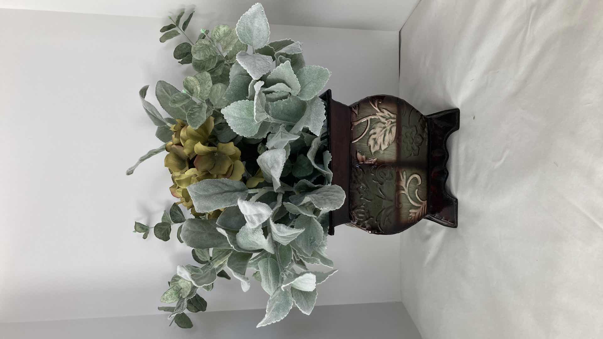 Photo 1 of FAUX SAGE PLANT FLORAL TIN PLANTER 8” X 8” H8”