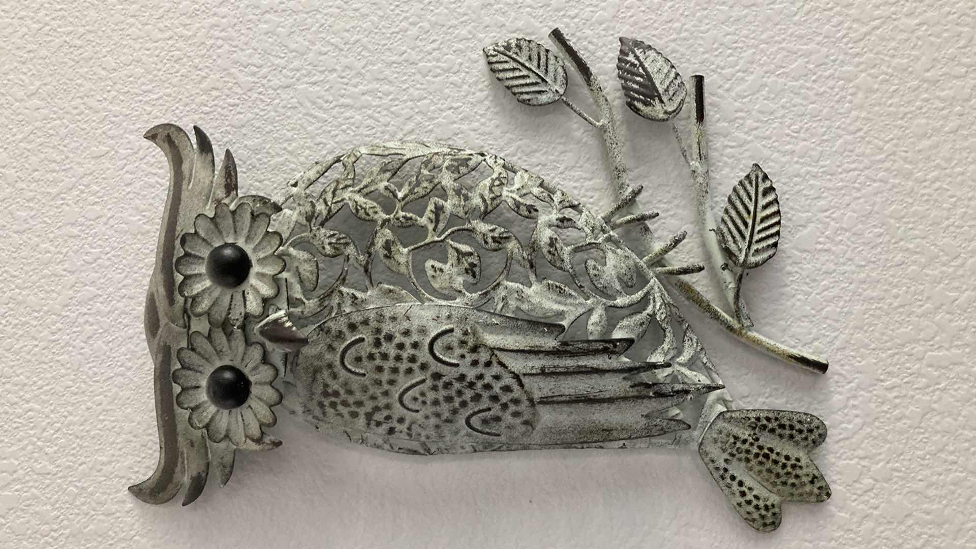 View 3 of SONG BIRDS ON BRANCH METAL ARTWORK W OWL METAL ARTWORK 25” X 18”
