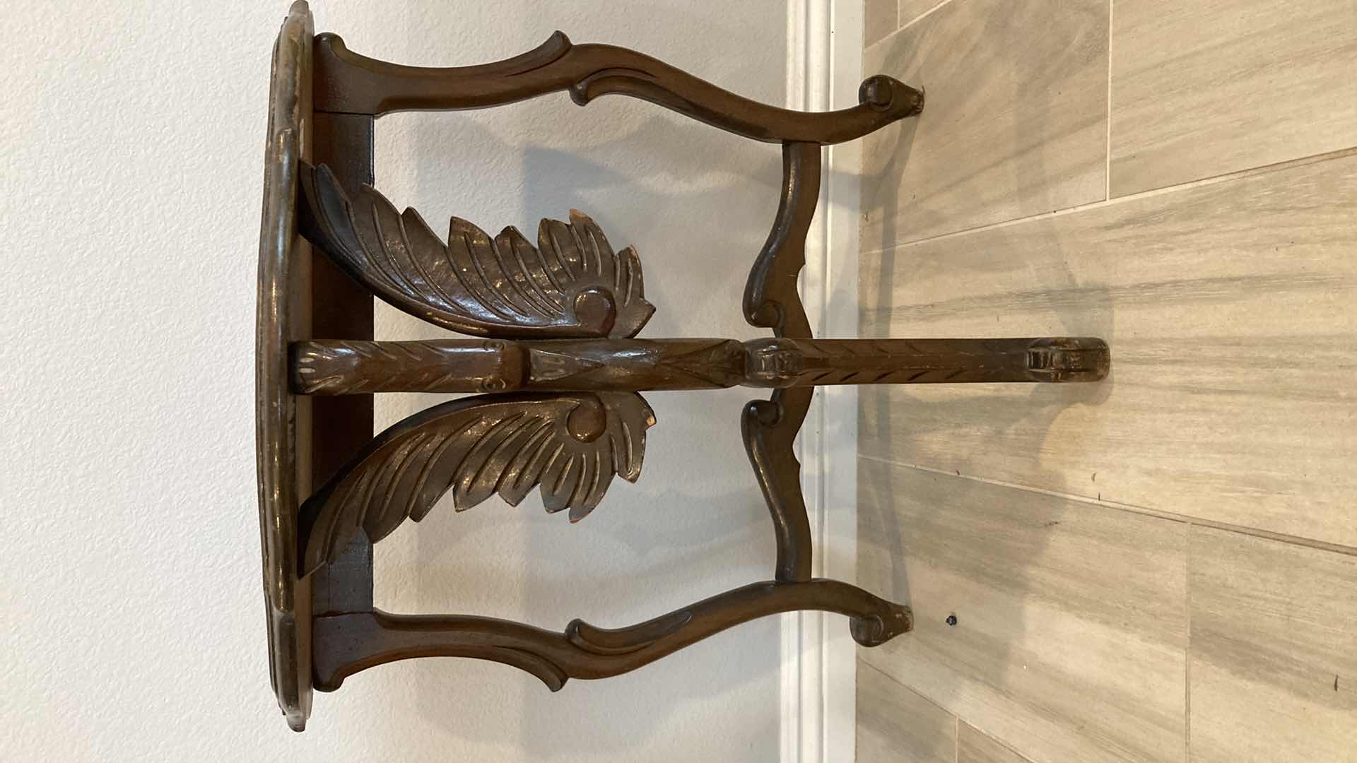 Photo 1 of ANTIQUE WOOD CARVED TABLE 24” X 14” H24”