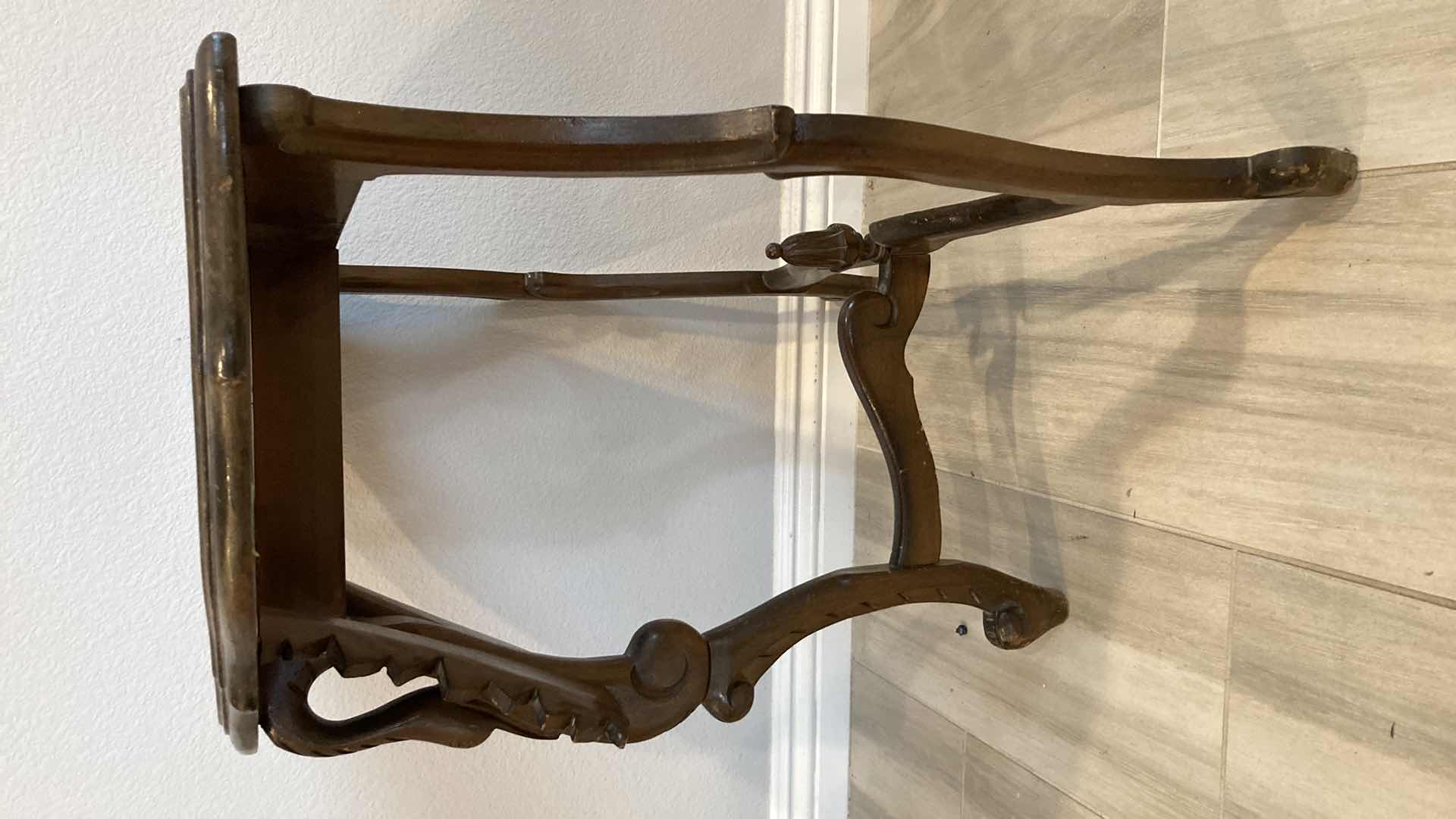 Photo 1 of ANTIQUE WOOD CARVED TABLE 24” X 14” H24”