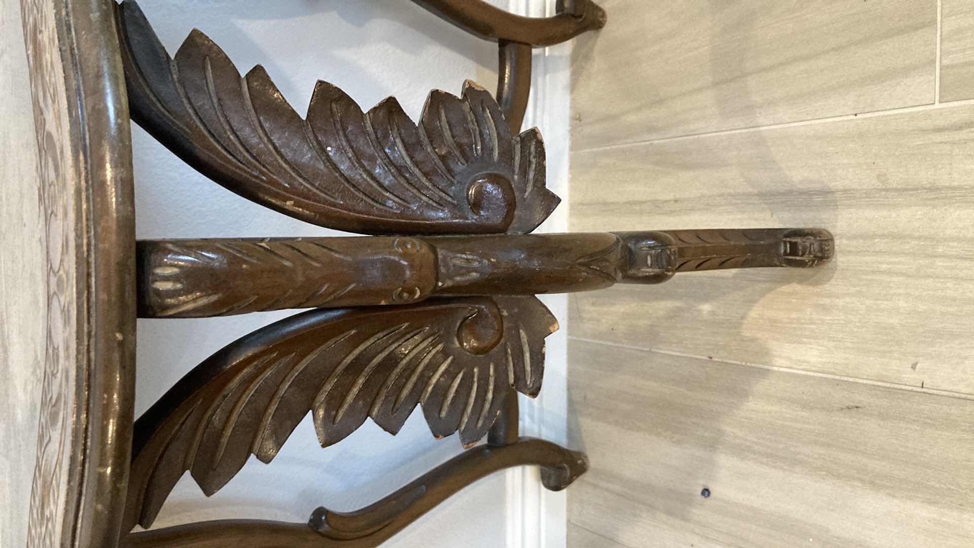 Photo 1 of ANTIQUE WOOD CARVED TABLE 24” X 14” H24”