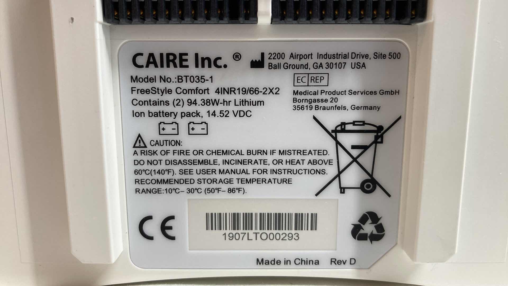 Photo 1 of CLAIRE INC FREESTYLE COMFORT PORTABLE 14.4VDC LI-ION BATTERY MODEL BT035-1