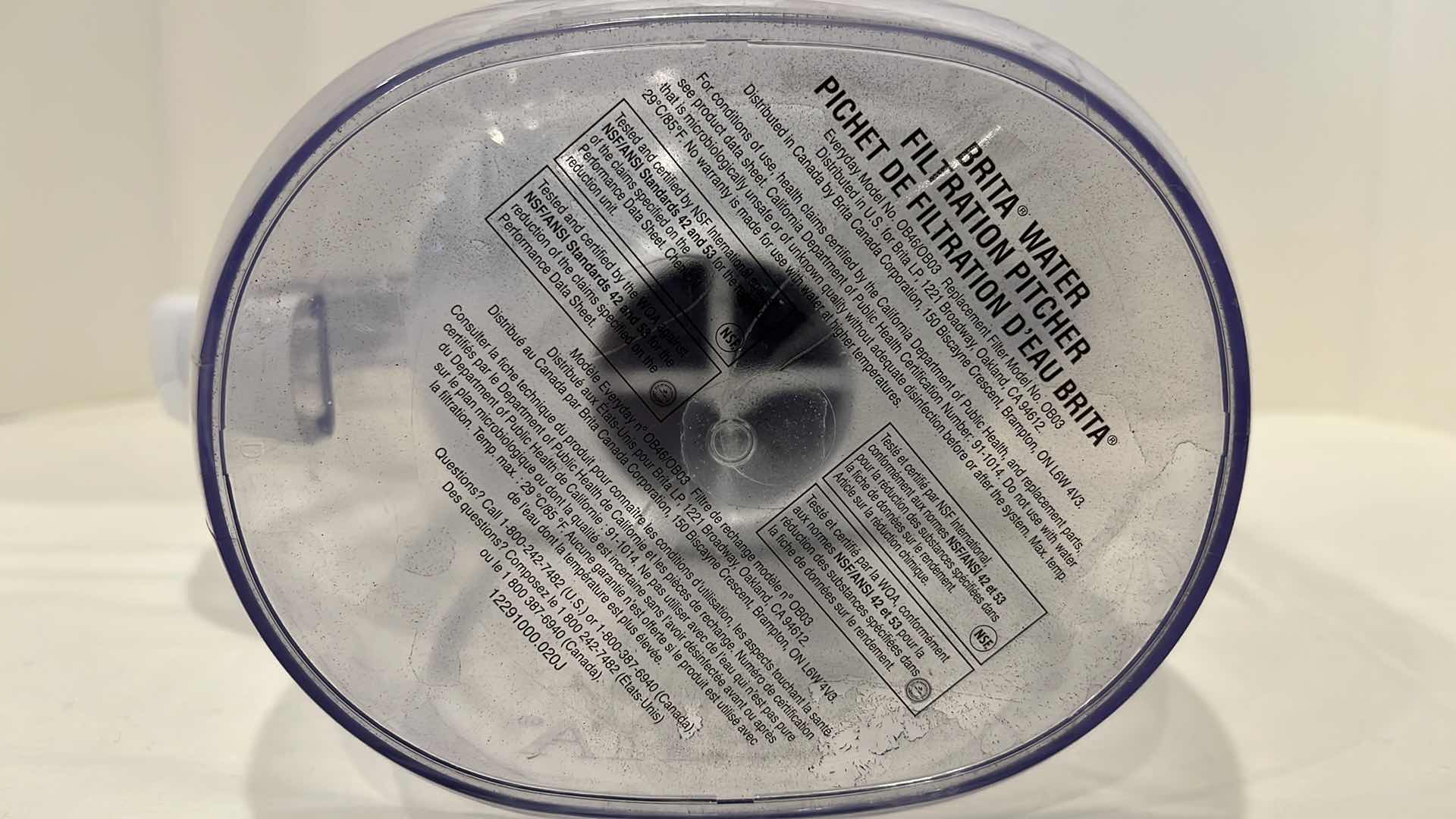 Photo 1 of BRITA WATER FILTRATION PITCHER, EVERYDAY MODEL NO OB46/OB03, REPLACEMENT FILTER MODEL NO OB03 (FILTERS NOT INCLUDED)