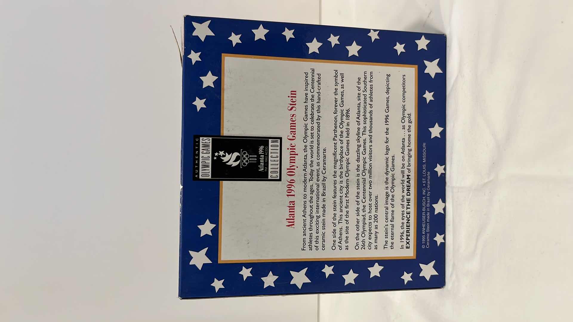 Photo 1 of ANHEUSER-BUSCH, INC. ATLANTA 1996 OLYMPIC GAMES STEIN, 100TH OLYMPIC GAMES, 1992, COA INCLUDED