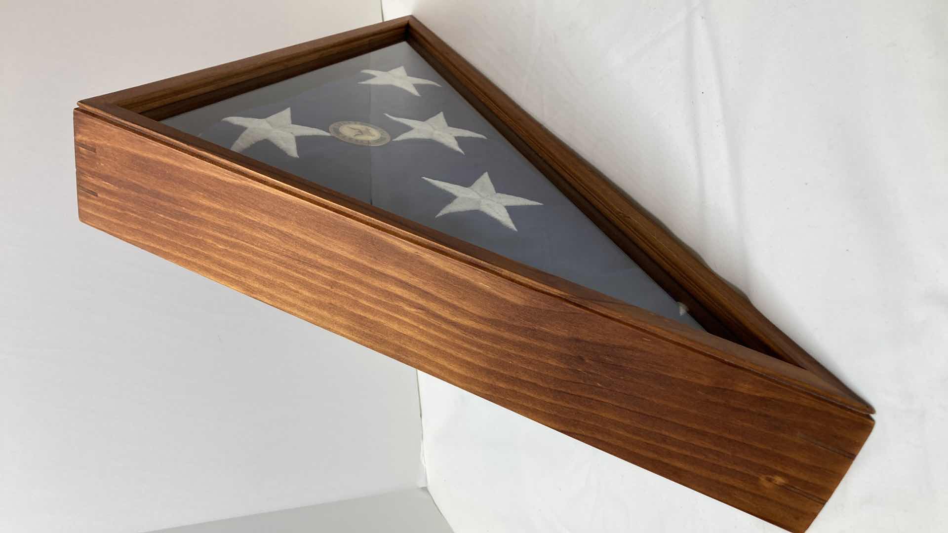 Photo 1 of AMERICAN FLAG W WOOD & GLASS CASE 26” X 3.25” H13.5”