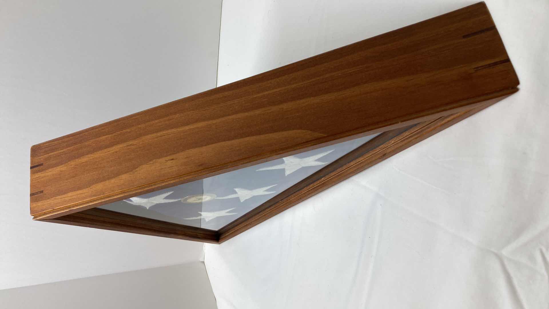 Photo 1 of AMERICAN FLAG W WOOD & GLASS CASE 26” X 3.25” H13.5”