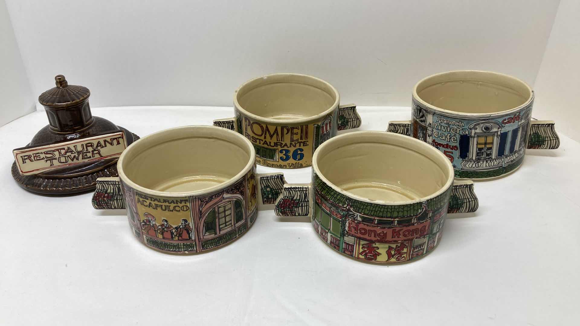 Photo 1 of LICENSEE ENESCO IMPORTS CORP RESTAURANT TOWER STACKABLE SOUP BOWLS JAPAN 1980