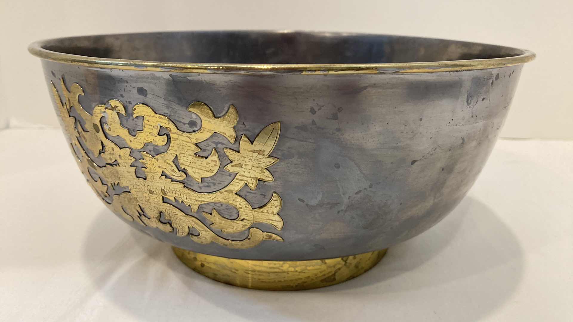 Photo 1 of HONG KONG SOLID PEWTER & BRASS BOWL