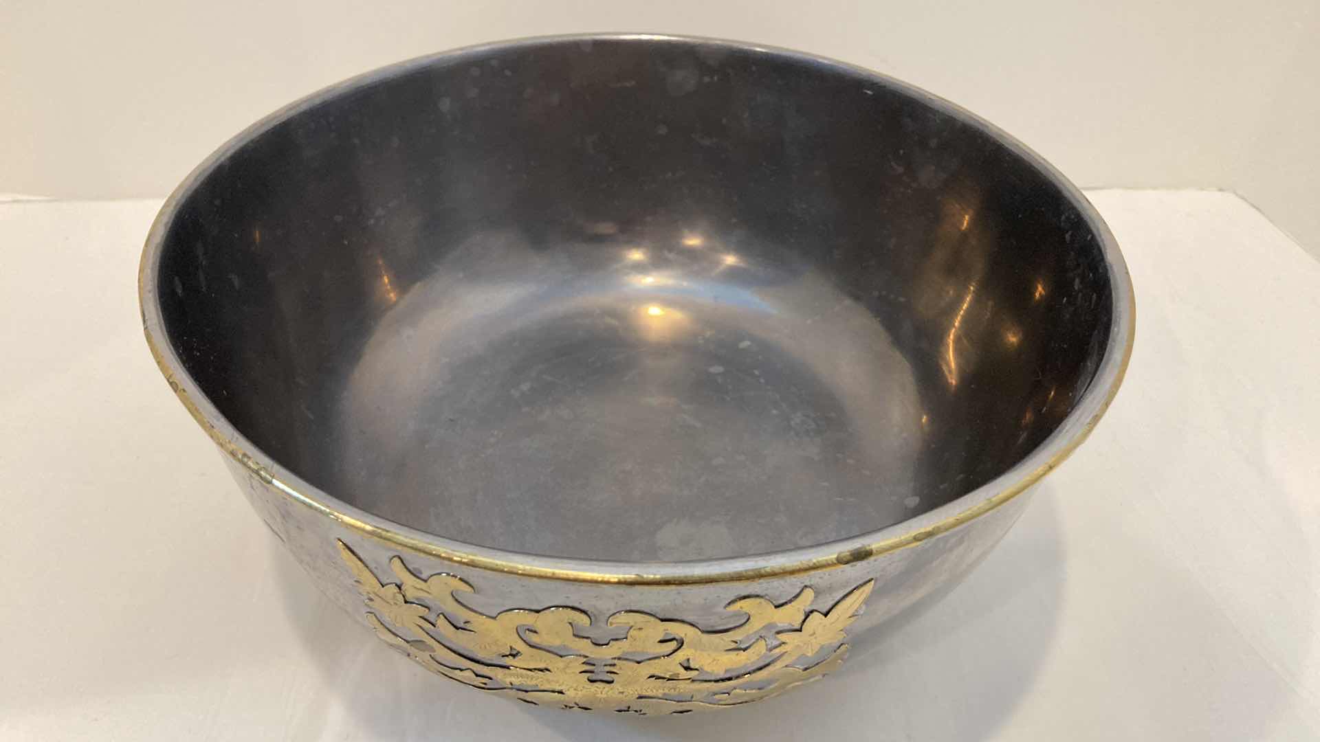 Photo 1 of HONG KONG SOLID PEWTER & BRASS BOWL