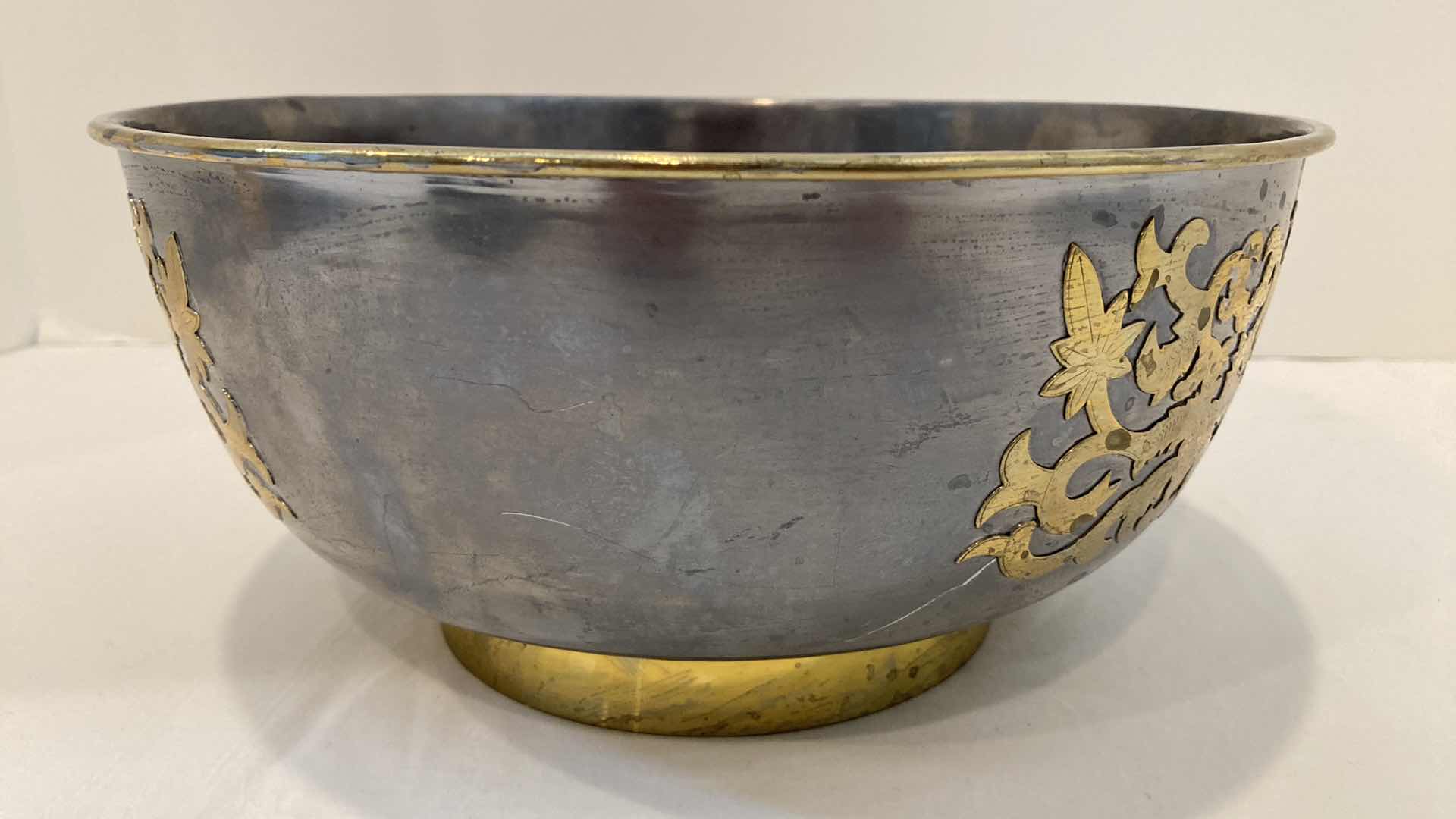 Photo 1 of HONG KONG SOLID PEWTER & BRASS BOWL