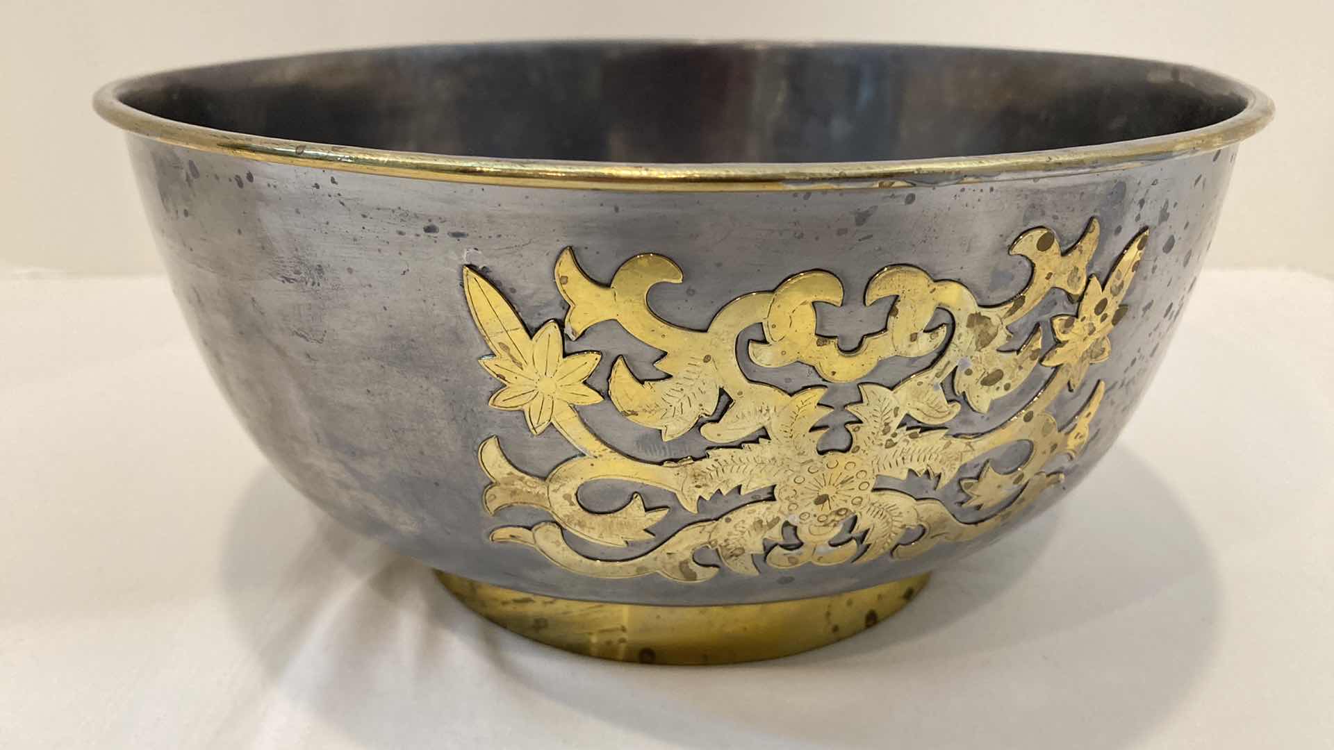 Photo 1 of HONG KONG SOLID PEWTER & BRASS BOWL