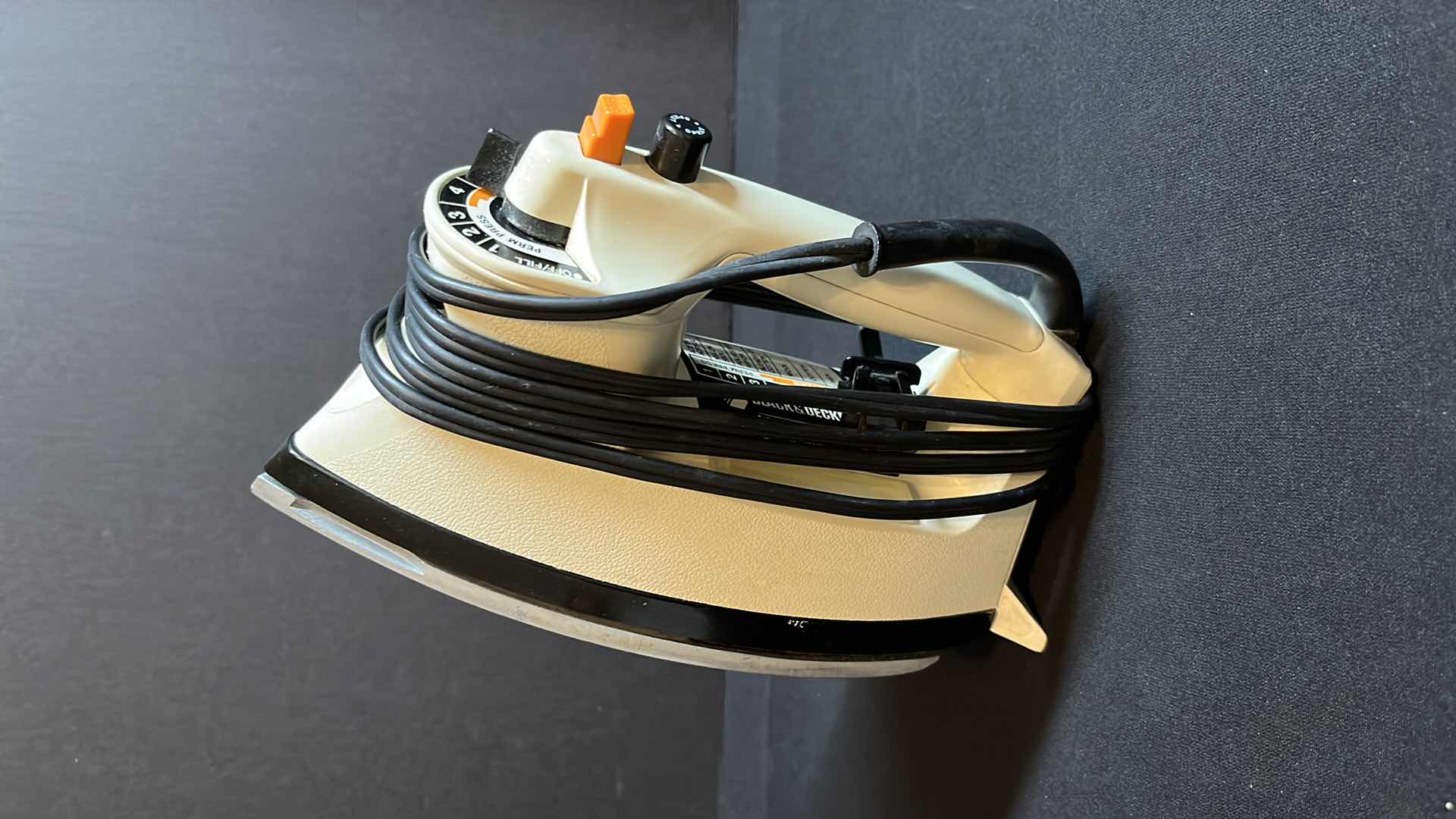 Photo 1 of BLACK&DECKER LIGHT N EASY SPRAY STEAM DRY IRON, HARTMAN PROTECH 1600 BLOW DRYER (MODEL E1600P) & VINTAGE STYLE LAUNDRY SERVICE METAL TIN DECOR 13” X 9”